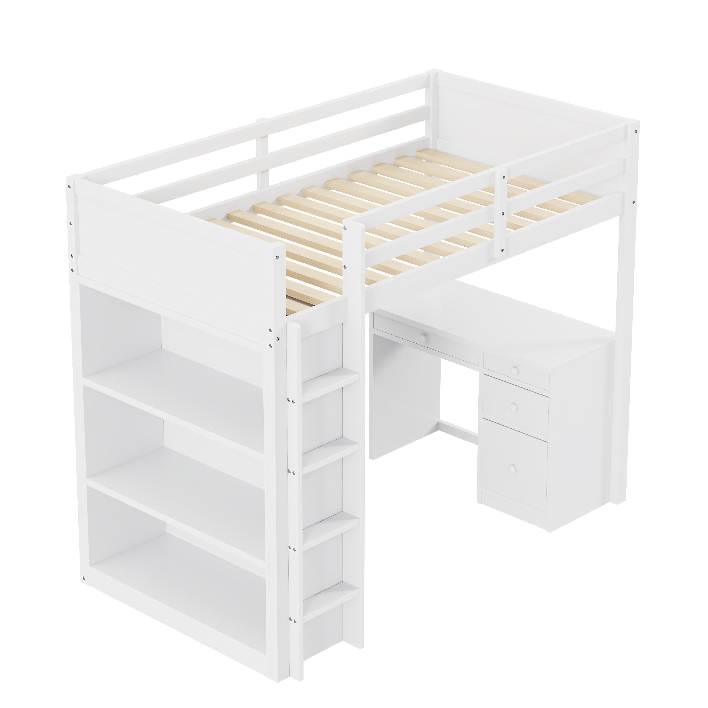 Odikalo Hochbett Hochbett mit Aufbewahrungsschränken und Computertisch Kind günstig online kaufen