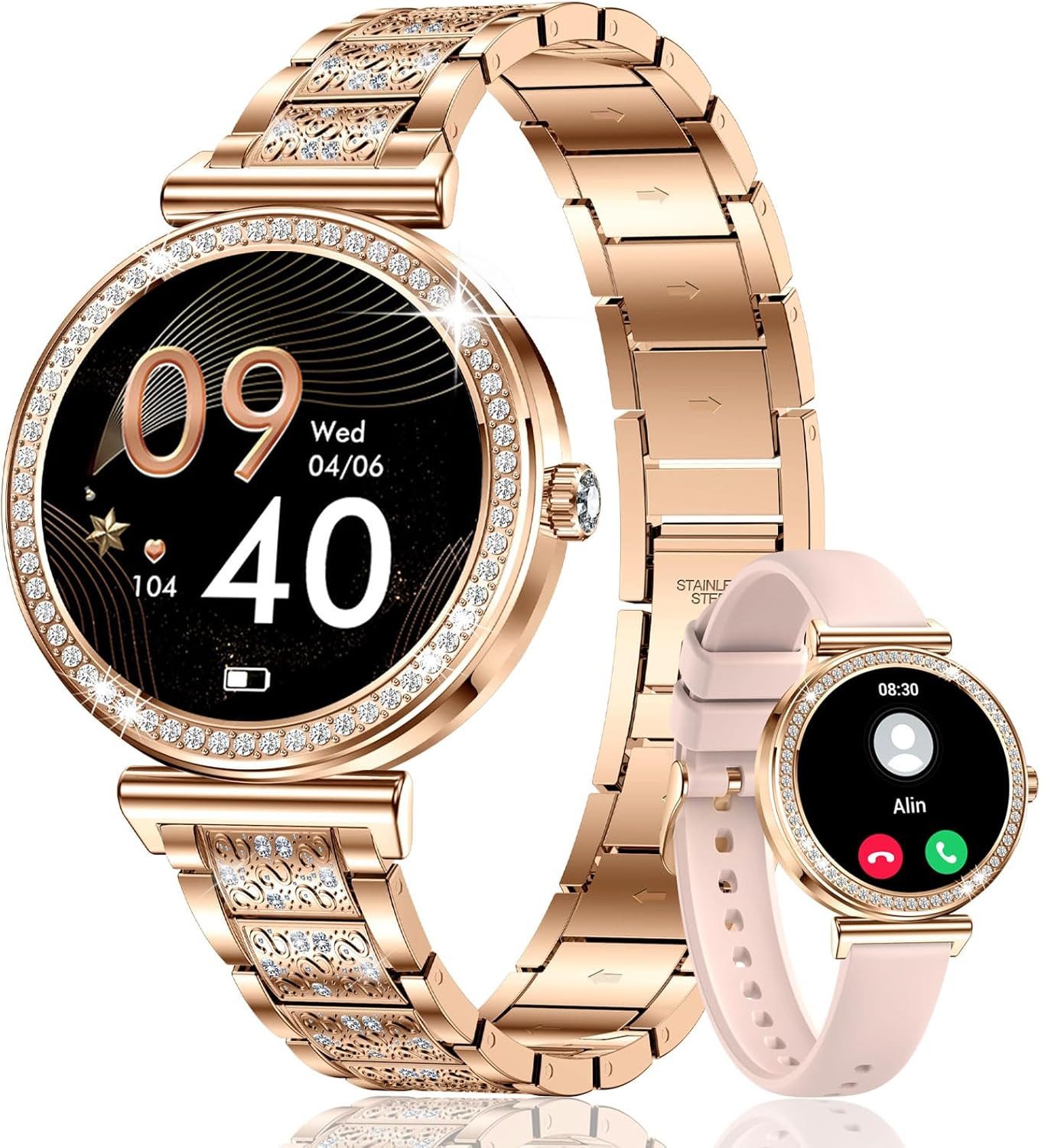 CIVO smartwatch women i110 Smartwatch (3.6 cm, Android iOS), Smartwatch Damen mit Telefonfunktion, 110 Sportmodi, 1.27 Zoll HD