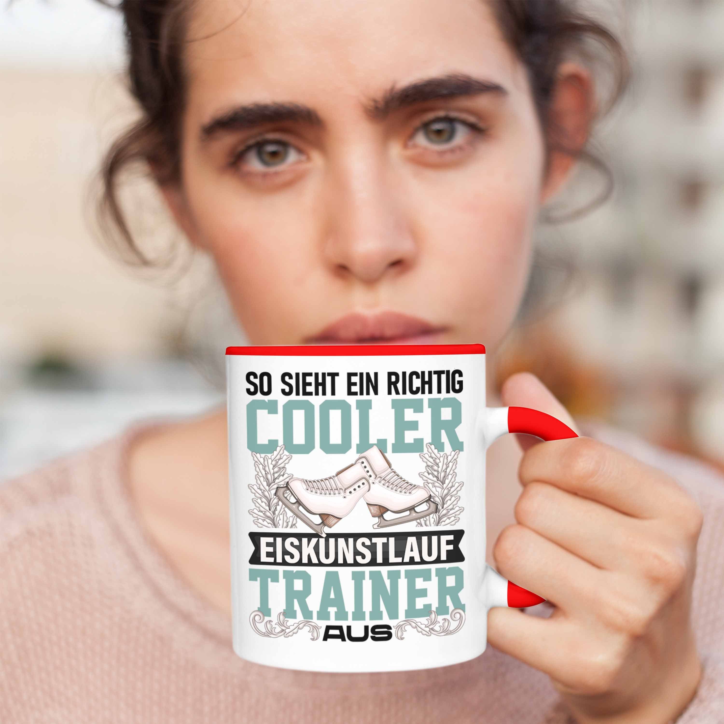 Geschenkidee Tasse Eiskunstläufer Rot Traine Trainer Tasse Geschenk Trendation Eiskunstlauf