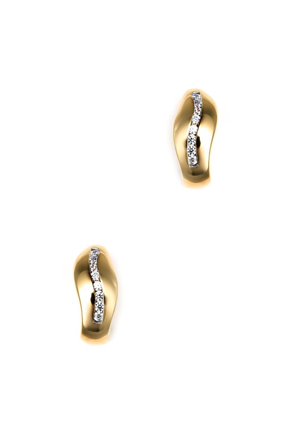 Heideman Paar Ohrstecker Welle (Ohrringe, inkl. Geschenkverpackung), mit Stein weiß goldfarben