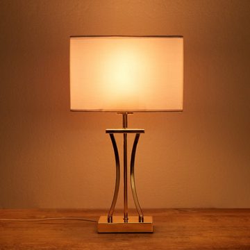 BRUBAKER Nachttischlampe Tischlampe Goldene Säule - Design Nachttischlampen Gold, ohne Leuchtmittel, Vintage Tischleuchten aus Metall, Höhe 50 cm, 1x oder 2er Set, Schirm Weiß