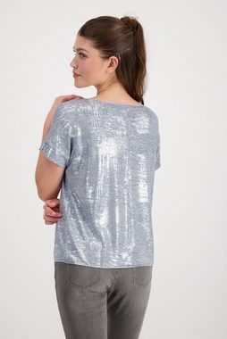Monari T-Shirt Silber metallic Shirt mit Schrift