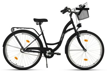 MILORD BIKES Cityrad Milord Komfort City Fahrrad Korb Damenfahrrad, 28/26 Zoll, 3-Gang, 3 Gang, Nabenschaltung