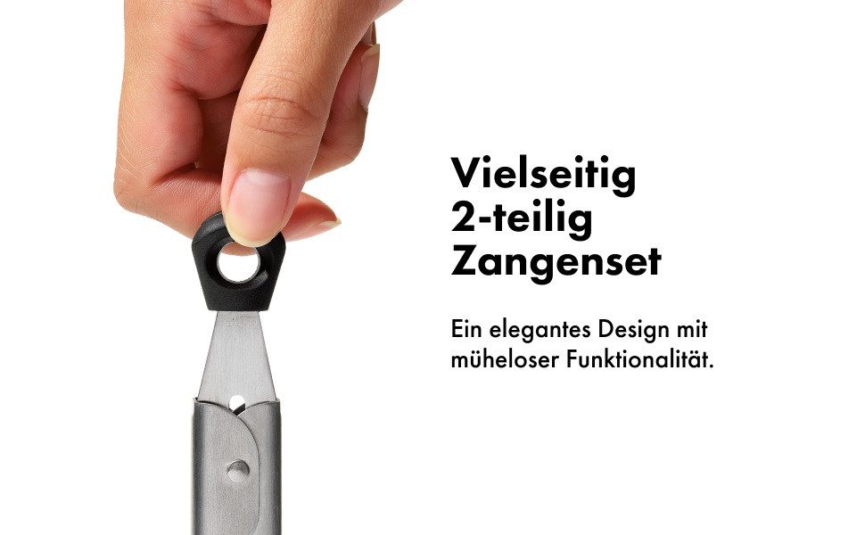 OXO Good Grips Kochzange OXO 2-teiliges Zangenset, die gezackten Edelstahlkanten sorgen für einen sicheren Griff