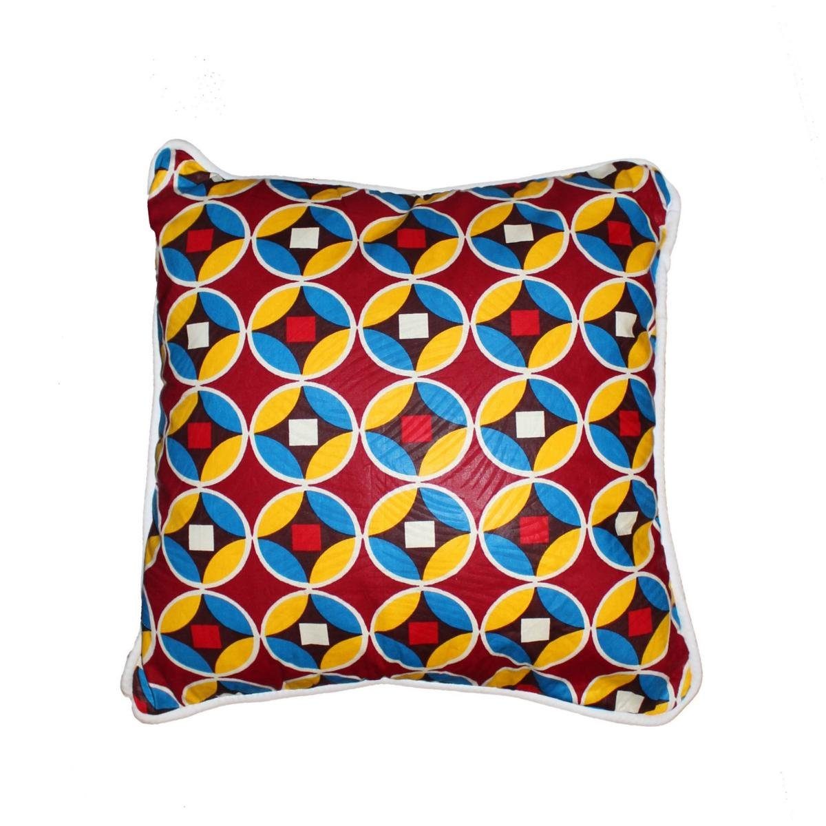 Signature Home Collection Dekokissen Kissen Blumen bunt afrikanisch 40 x 40 cm, original afrikanischer Stoff, handgenäht mit Keder