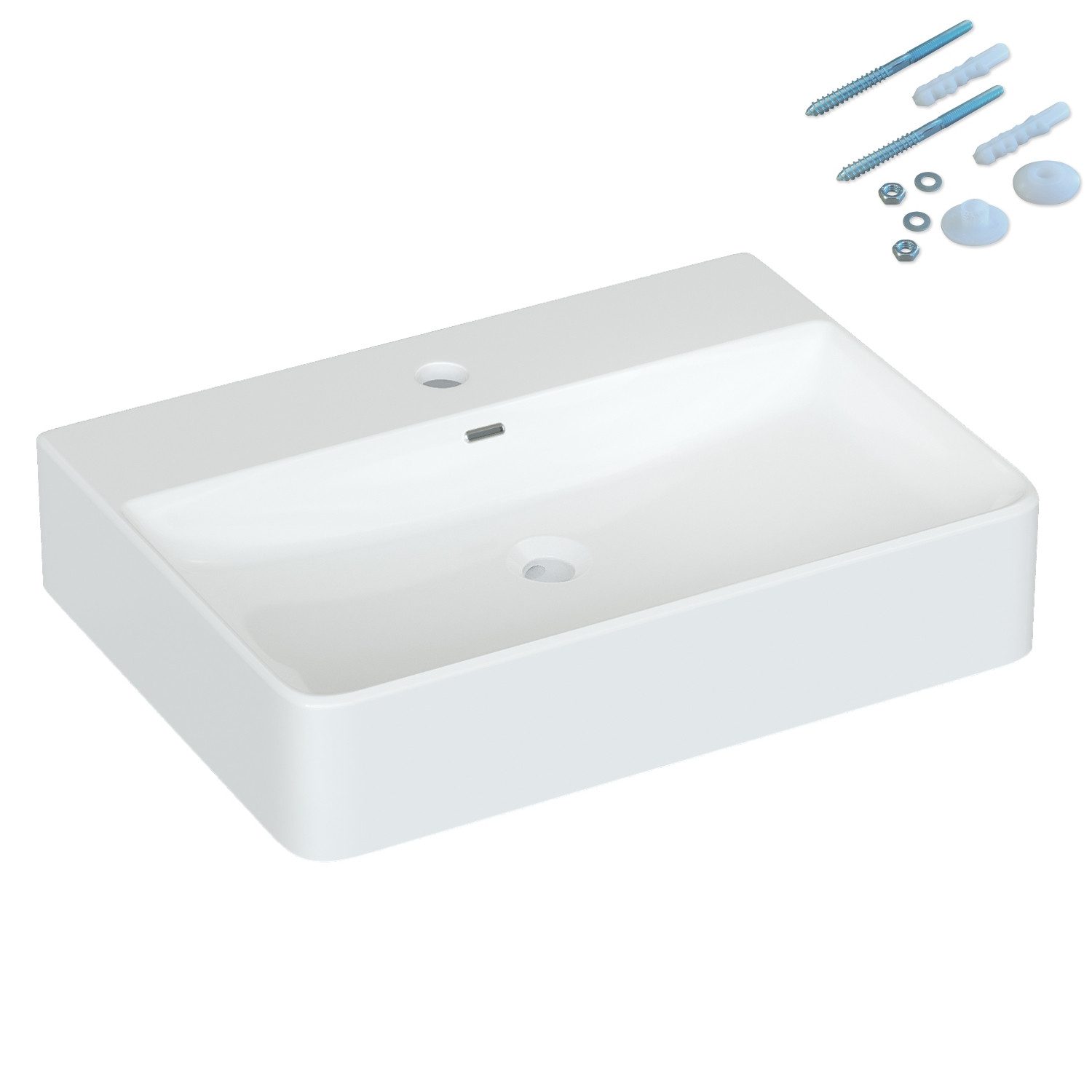 AQUABATOS Waschbecken Aufsatzwaschbecken mit/ohne Hahnloch rund oval eckig 30 40 50 60cm (Handwaschbecken Gäste wc Waschbecken klein Wandmontage ohne Unterschrank modern, mit ohne Überlauf wählbar,Ultradünner Rand), verschiedene Montagemöglichkeiten