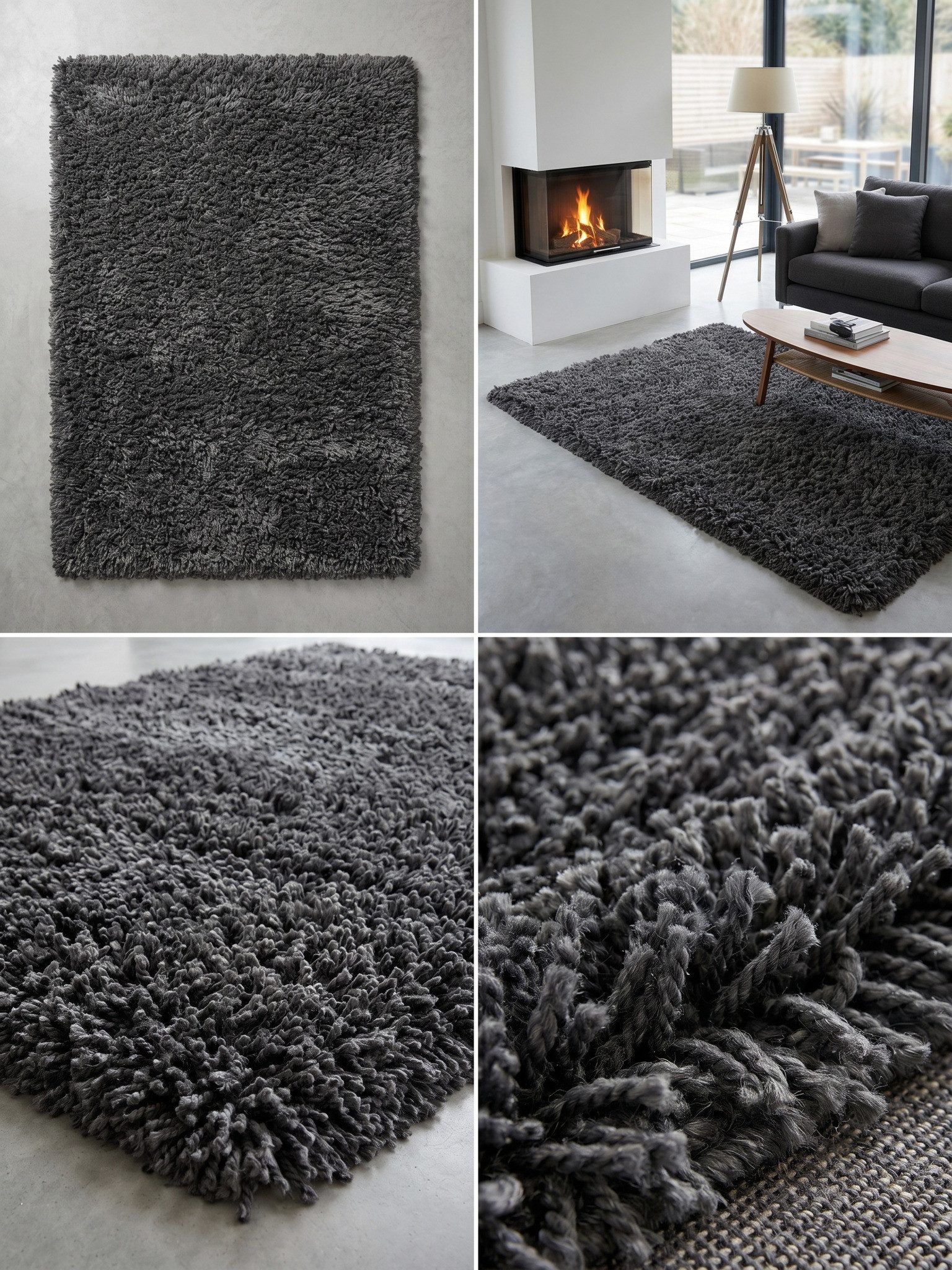 KADIMA DESIGN Teppich RHEIN Shaggy Langflor Wohnzimmer Schlafzimmer Waschbar Esszimmer, Läufer, Höhe: 32 mm, Grau, 60x110 cm, Wohnzimmerteppich Strapazierfähig  – Bild 5 von 5