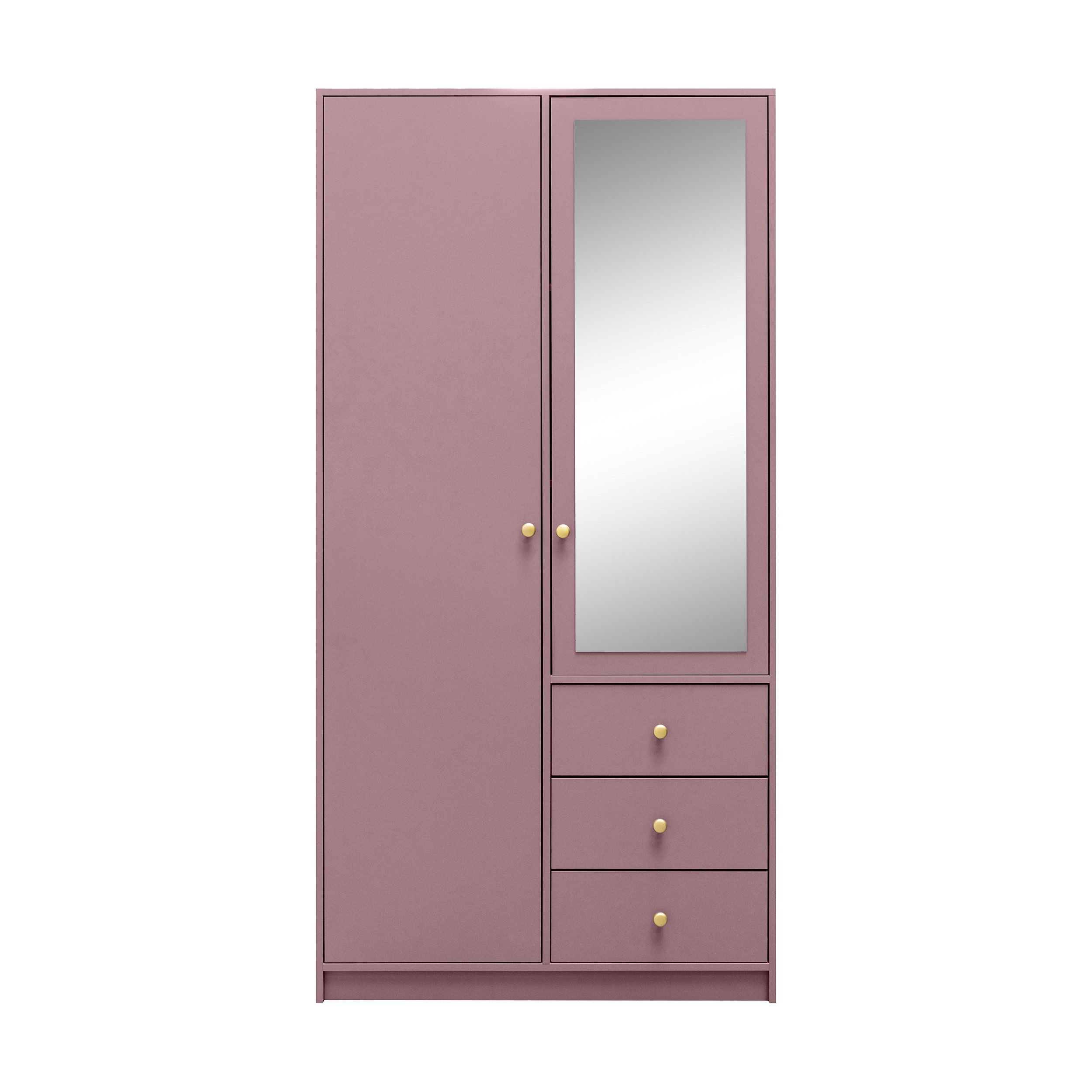 Beautysofa Kleiderschrank mit Spiegel und 3 Schubladen (Zur Auswahl: zweitürig, dreitürig oder viertürig, verschiedene Farben) Höhe 200 cm