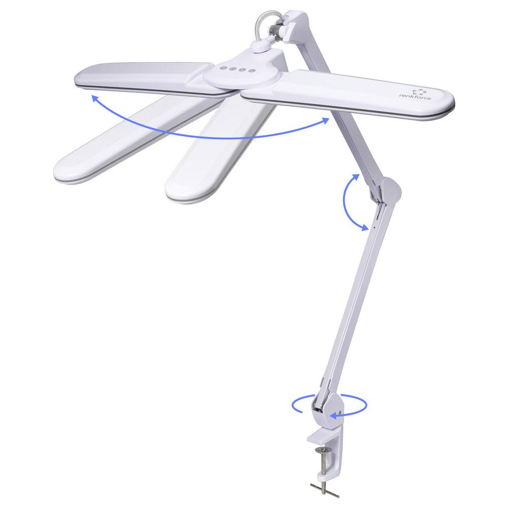Renkforce Klemmleuchte Renkforce RF-7165304 Klemmleuchte LED LED 18 W Weiß-Grau
