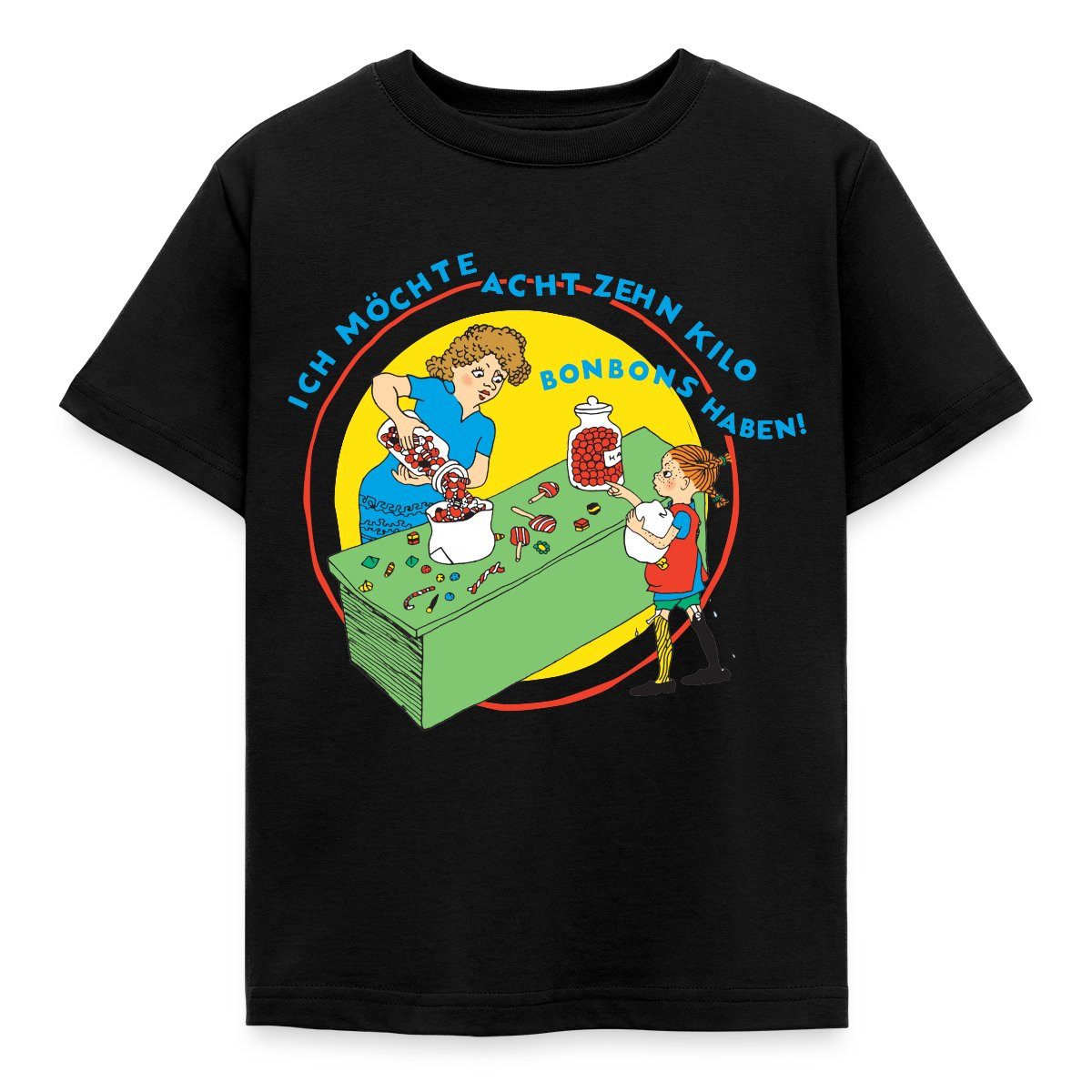 Spreadshirt T-Shirt Pippi Langstrumpf Kauft Bonbons Zitat Kinder T-Shirt (1-tlg) Fällt klein aus. Wir empfehlen, eine Größe größer zu bestellen.