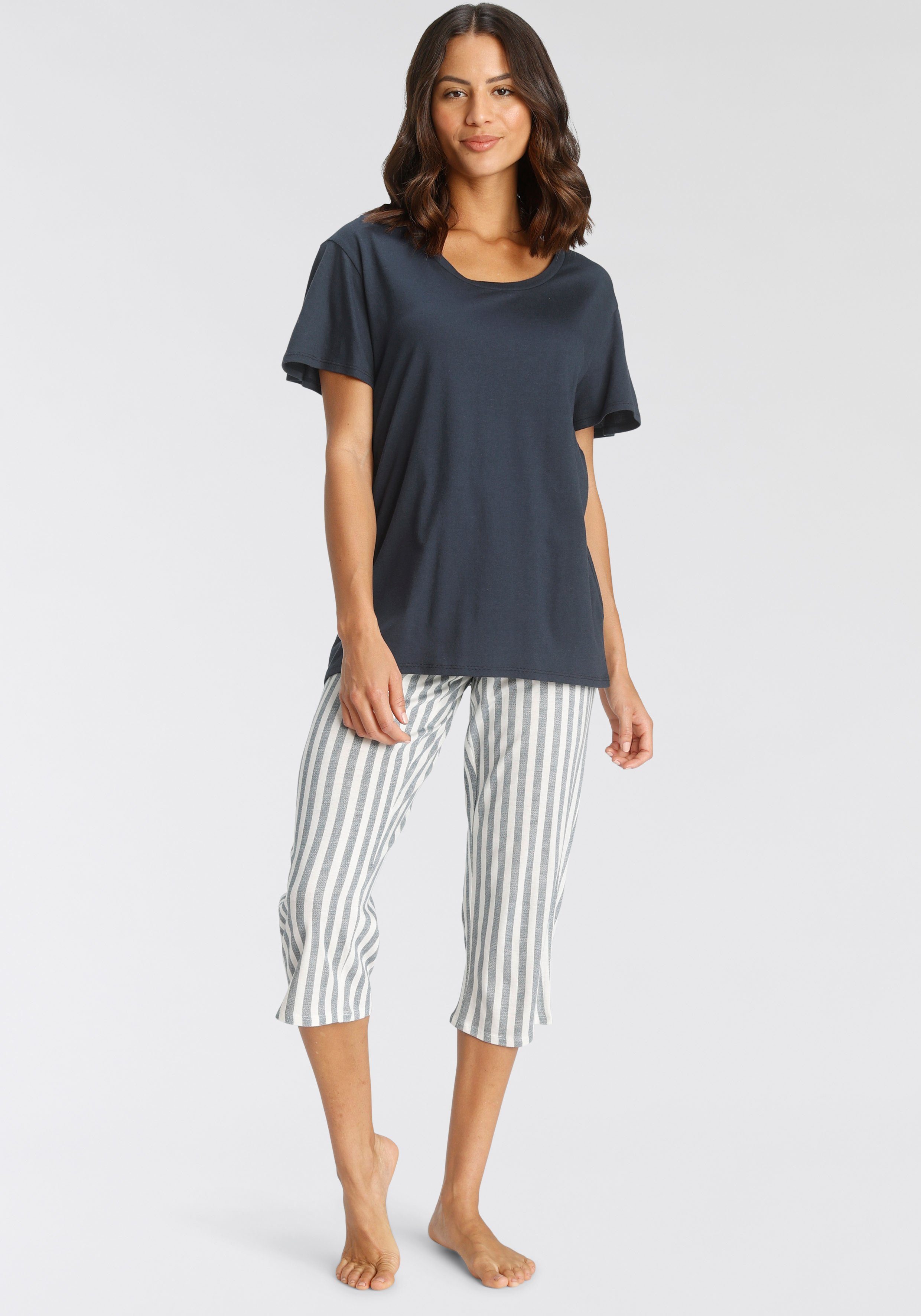 Pyjama 3/4 Femme Uncover By Schiesser - Matière Douce, Coupe Classique, Confortable Pour La Nuit