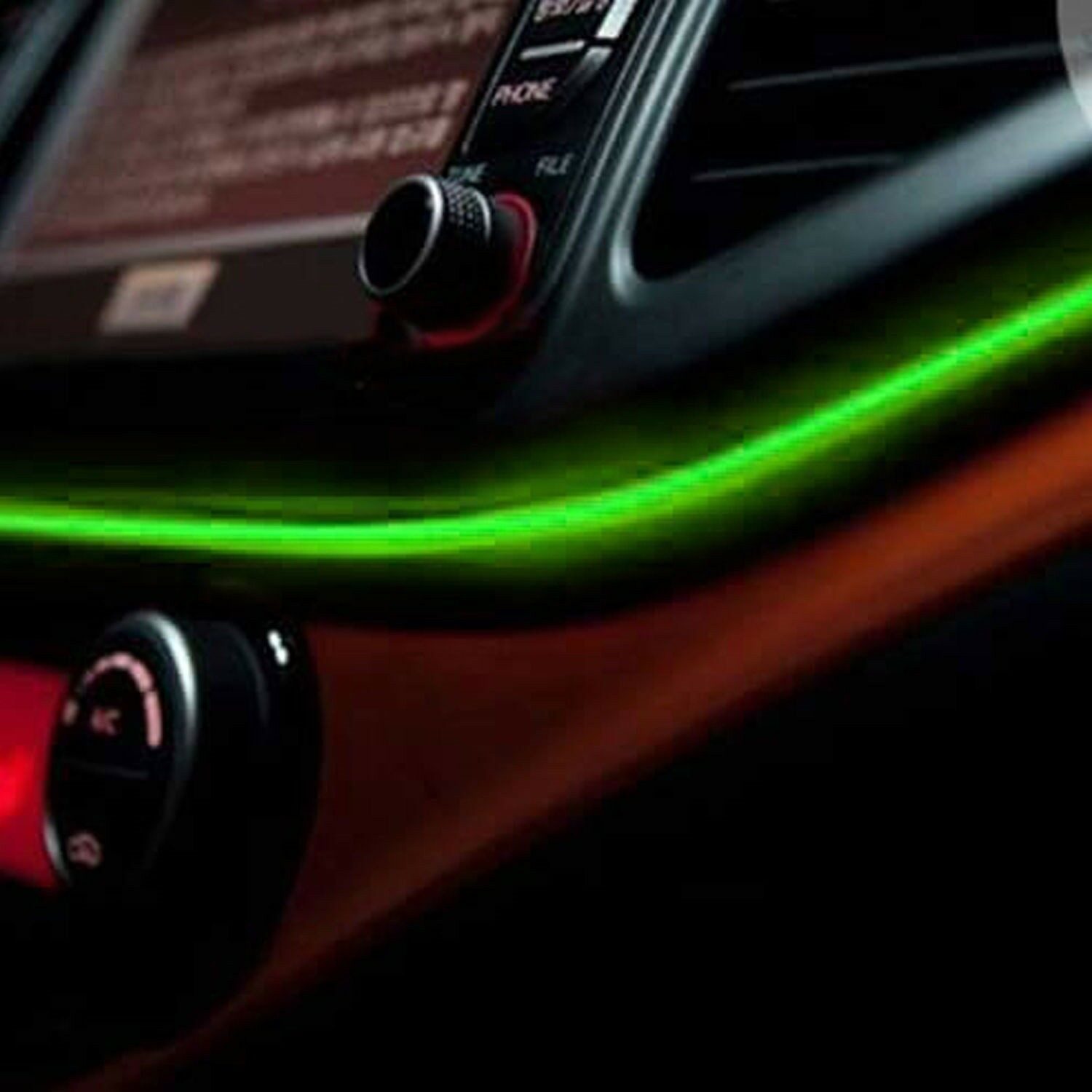 LED-Stripe-Profil Innenraumbeleuchtung Auto, Ambiente Beleuchtung, EL Wire, 5m, Neo Grün