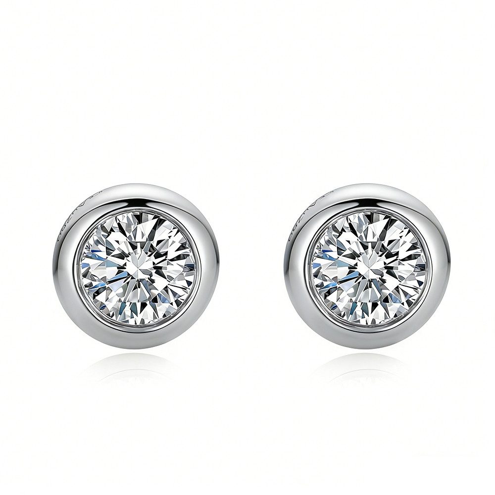 Ohrring-Set Solitär Ohrstecker 0.20 ct Labordiamanten, 18K Zargenfassung IGI