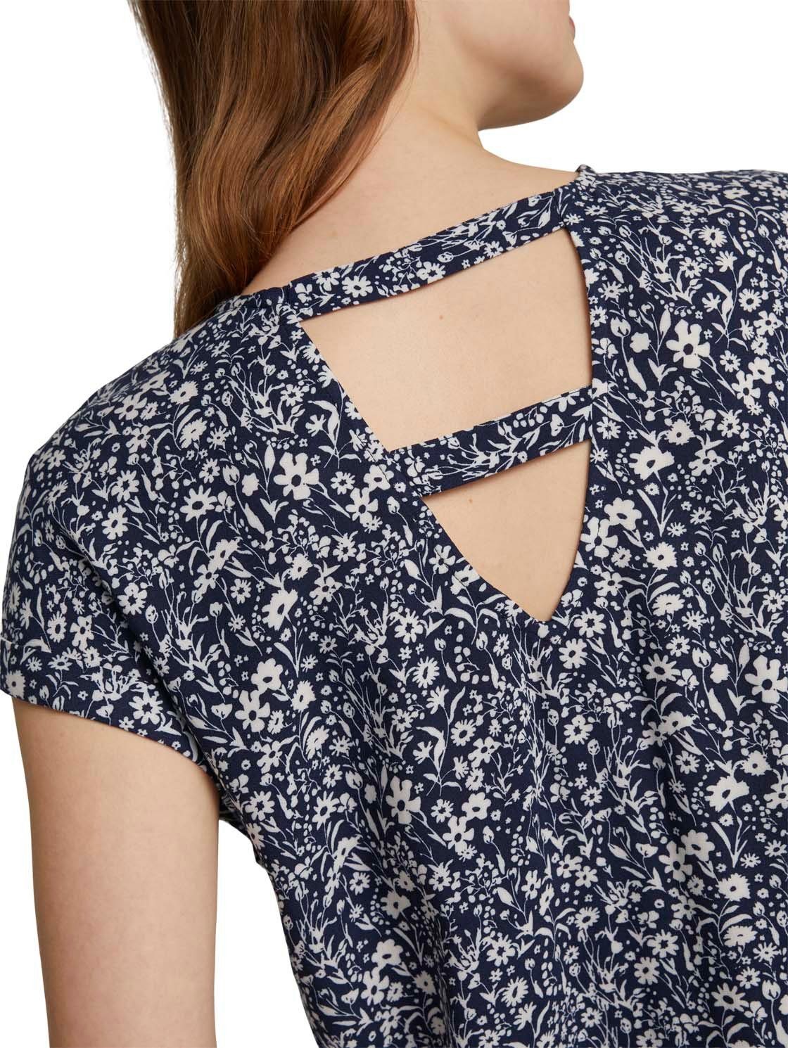 TOM TAILOR Denim T-Shirt Printed V-Neck (1-tlg) mit Rückenausschnitt