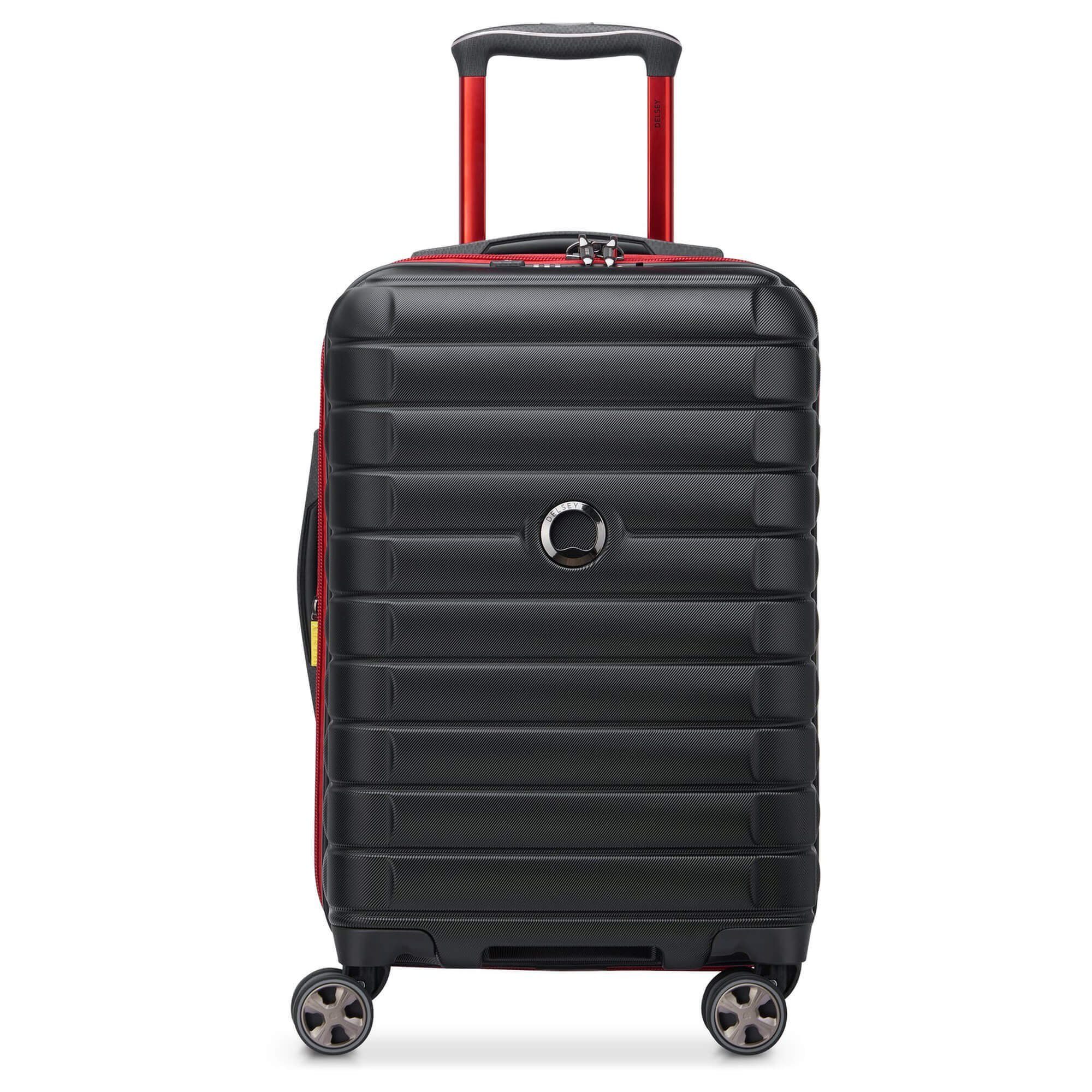 Delsey Handgepäck-Trolley Shadow 5.0 - 4-Rollen-Kabinentrolley USB 55 cm, 4 Rollen Rollen schwarz/rot