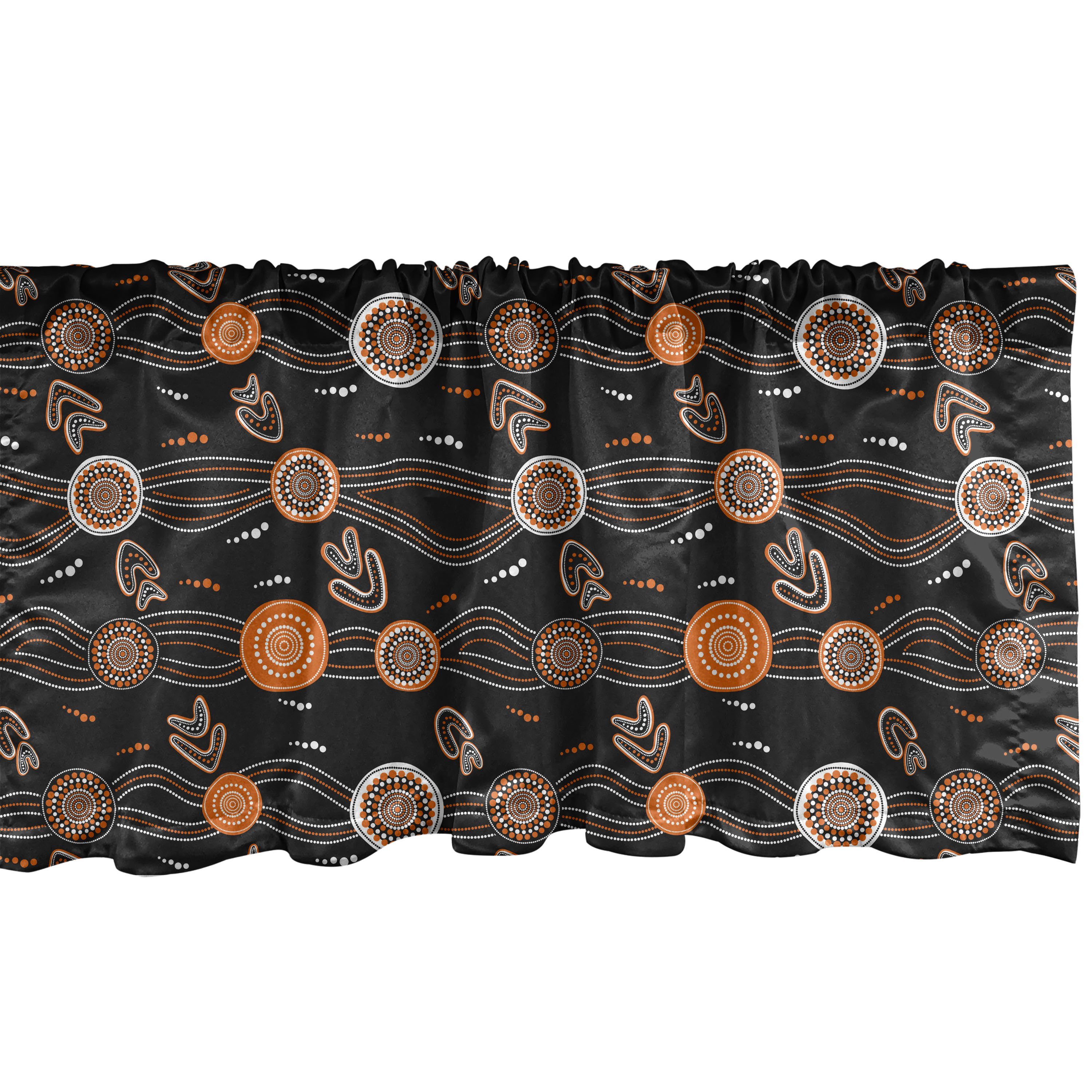 Boomerang Waves Microfaser, und Vorhang Abakuhaus, Dots Scheibengardine für Volant mit Dekor Stangentasche, Aboriginal Schlafzimmer Küche