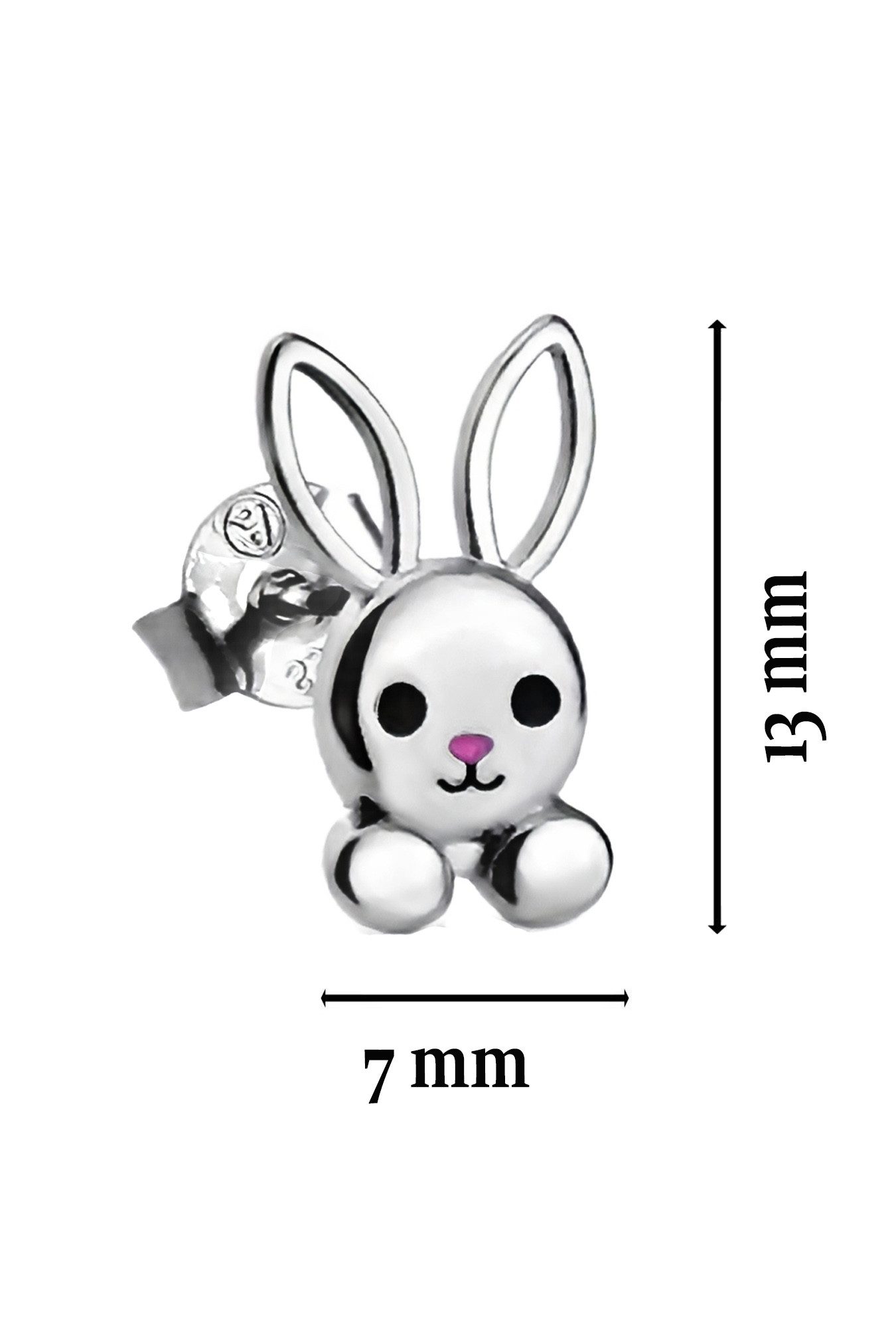 Limana Paar Ohrstecker Ohrringe 925 Sterling Silber Hase Herz Mädchen Damen Kinder Frauen (inkl. Schmuckbox), Geschenk Idee Ostern Weihnachten Geburtstag Nikolaus Einschulung