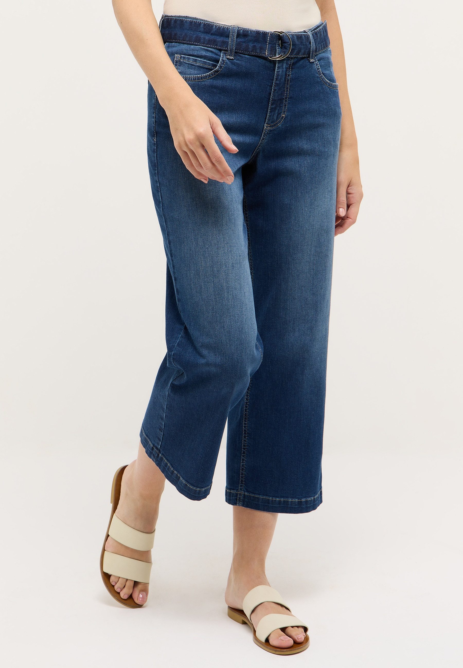 ANGELS 7/8-Jeans Linn City Culotte im Relaxed Fit, mit Gürtel