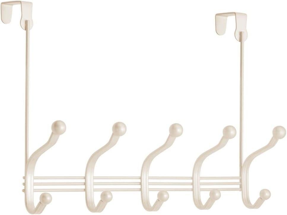 mDesign Aufbewahrungssystem mDesign Türgarderobe Hakenleiste Garderobe 10 Haken Metall Cremefarb
