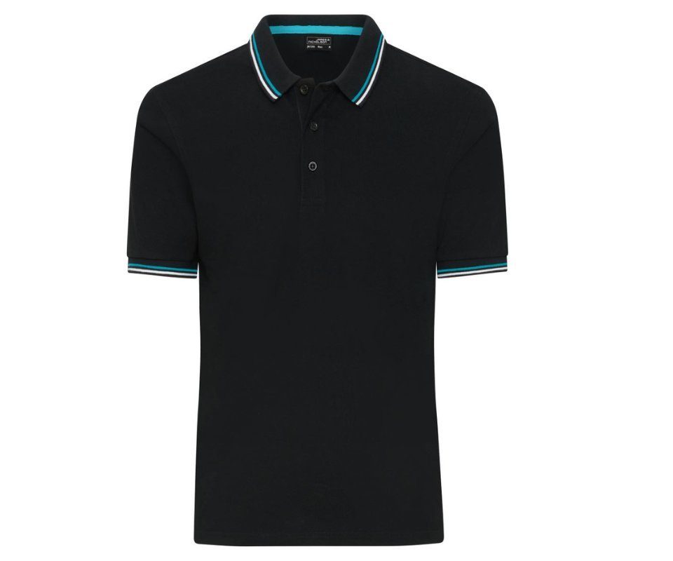James & Nicholson Poloshirt Kurzarm Schwarz Basic Pique Polohemd Kontraststreifen
