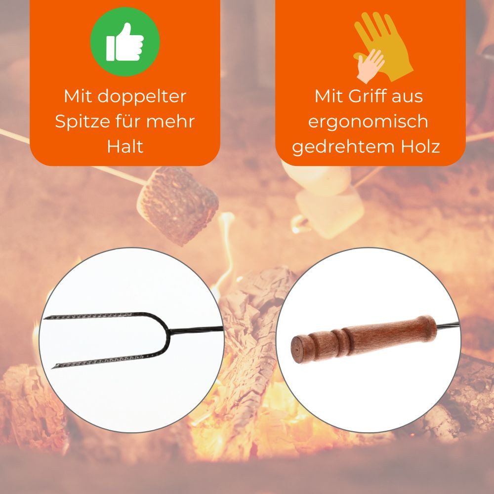 GarPet Lagerfeuer-Grillspieß Grillspieß Lagerfeuer Grillspieße 100 cm Marshmallow Spieße Lagerfeuer