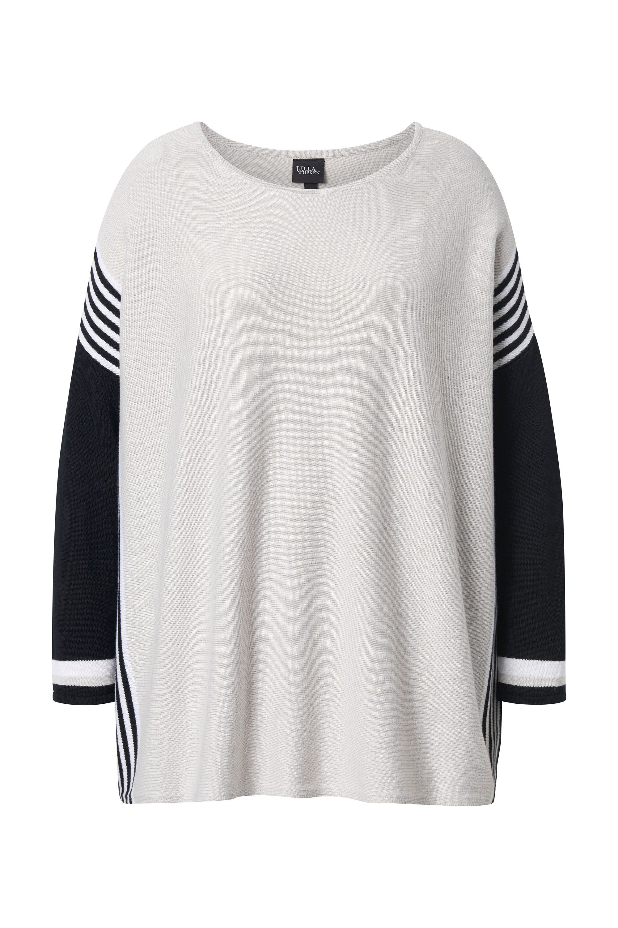 Strickpullover Pullover Streifen U-Boot-Ausschnitt Langarm