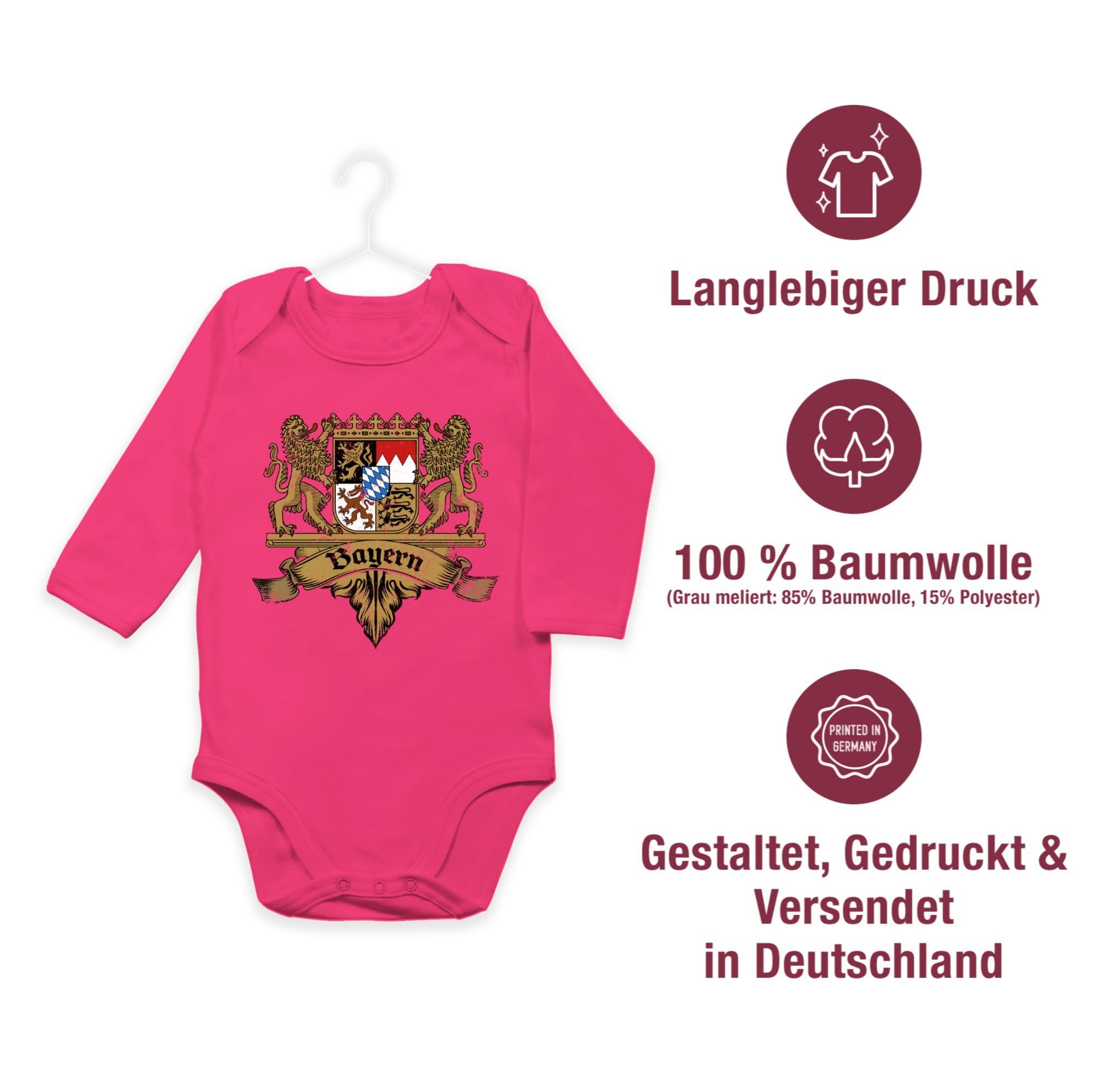 für Fuchsia Mode Bayernland Freistaat Shirtracer 3 Shirtbody Outfit Oktoberfest Baby Bayern Wappen Bayern