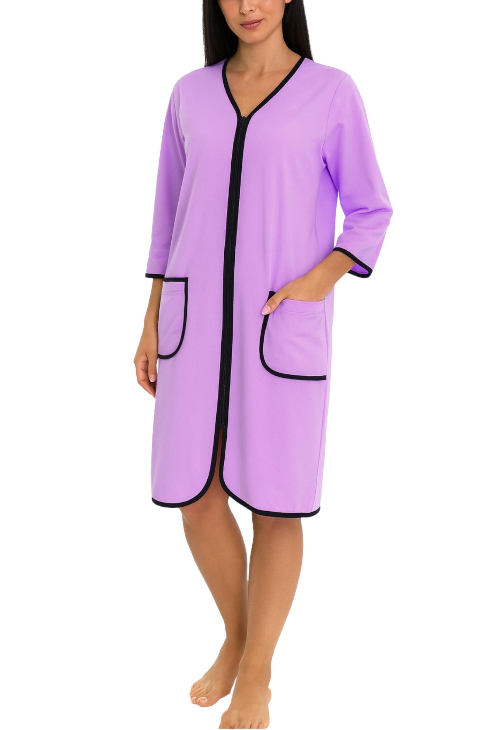 Aquarti Damenbademantel Damen Bademantel Morgenmantel Reißverschluss Hausma günstig online kaufen