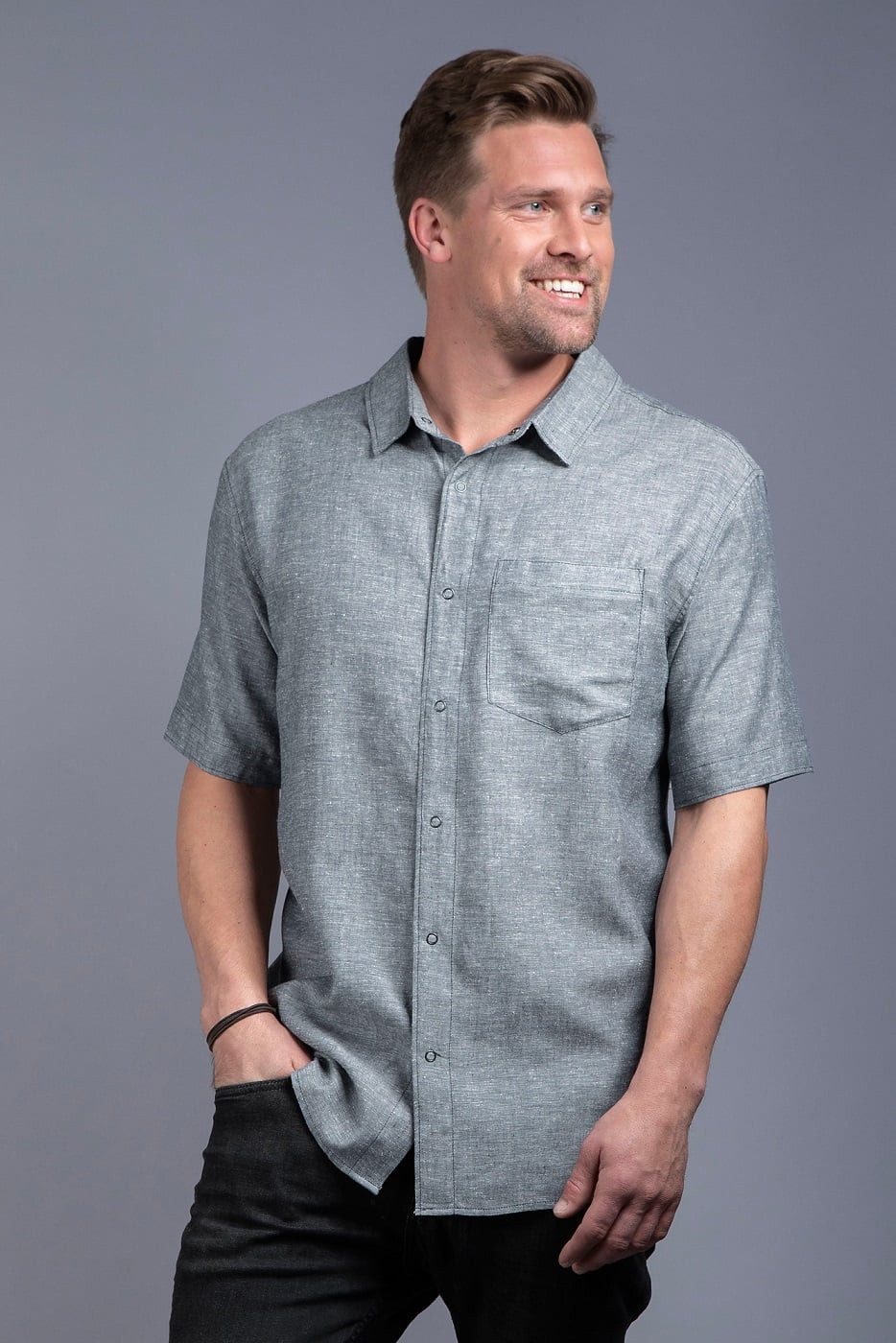 TATONKA® Outdoorhemd Wanderhemd Tiark (aus Hanf und Cellulose-Faser Lyocell) blau Herren