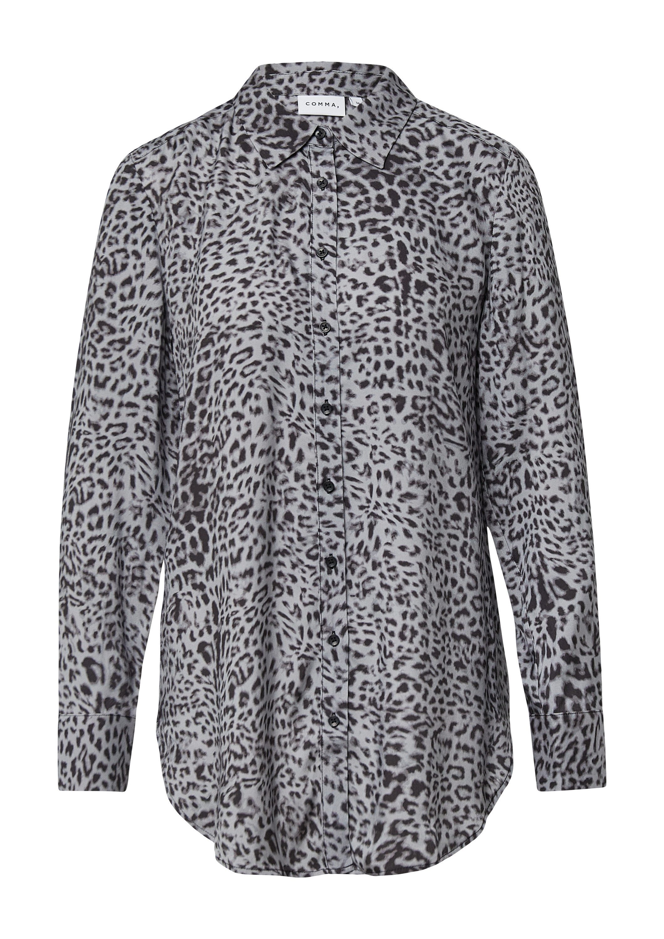comma Langarmbluse Bluse Feine Longbluse mit Animalprint