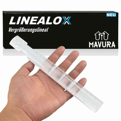 MAVURA Lineal LINEALOX Leselineal Lesestab Lesehilfe Vergrößerungslineal Lupenlineal, Lp-2+4x Vergrößerung Lineal Lineallupe Auflagelupe