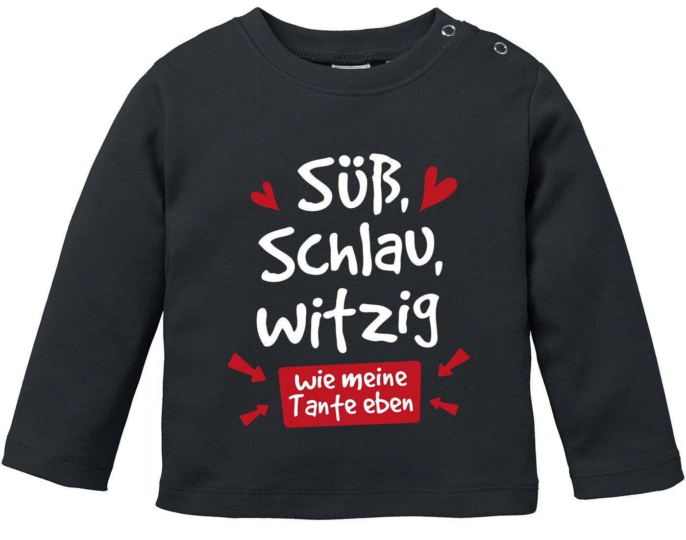 Rundhalsshirt Baby Langarm-Shirt Tante Sprüche lustig Süß Schlau Witzig Wie meine