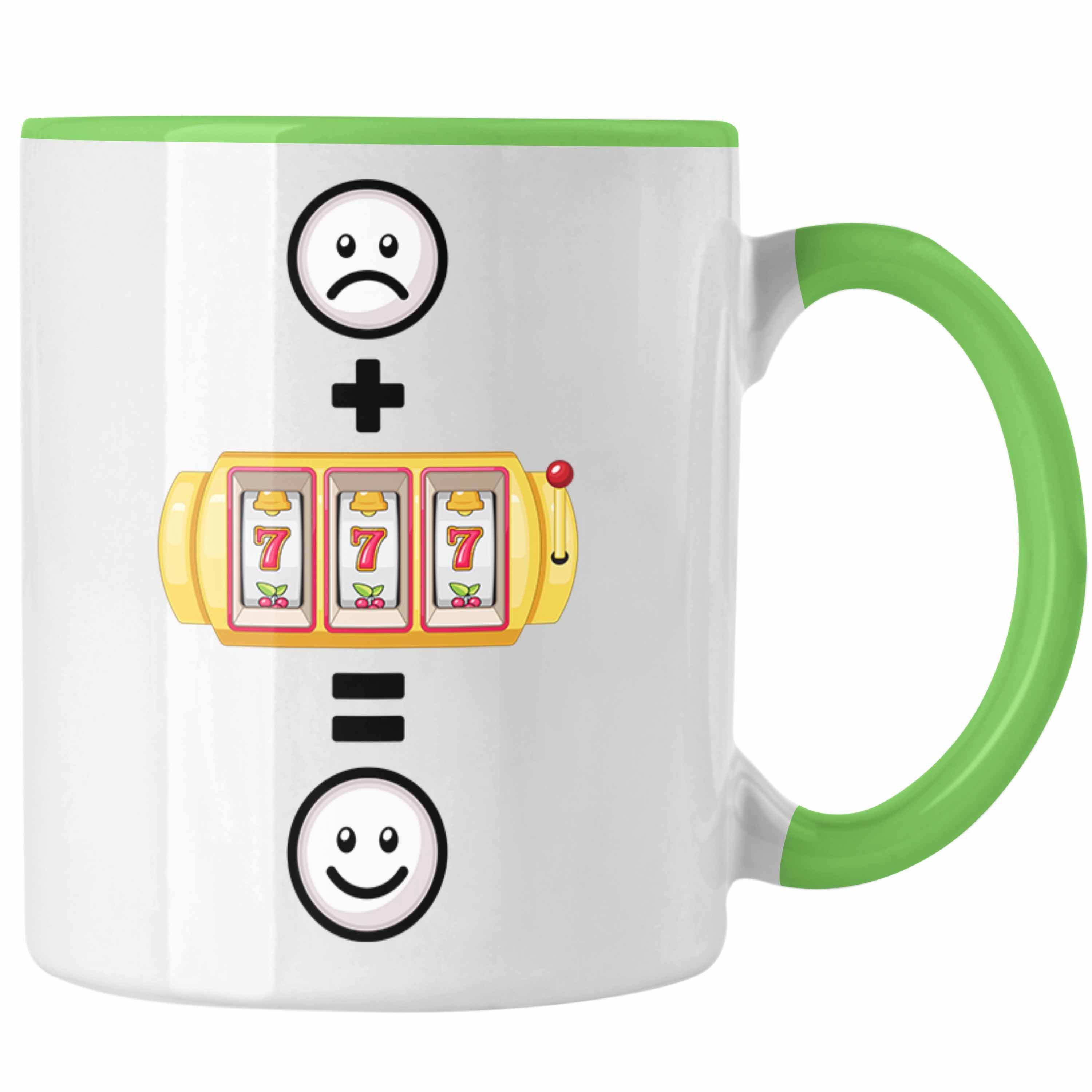 Trendation Tasse Casino 777 Tasse Geschenk für Casino Glücksspiel Fans Lustige Geschenk Grün