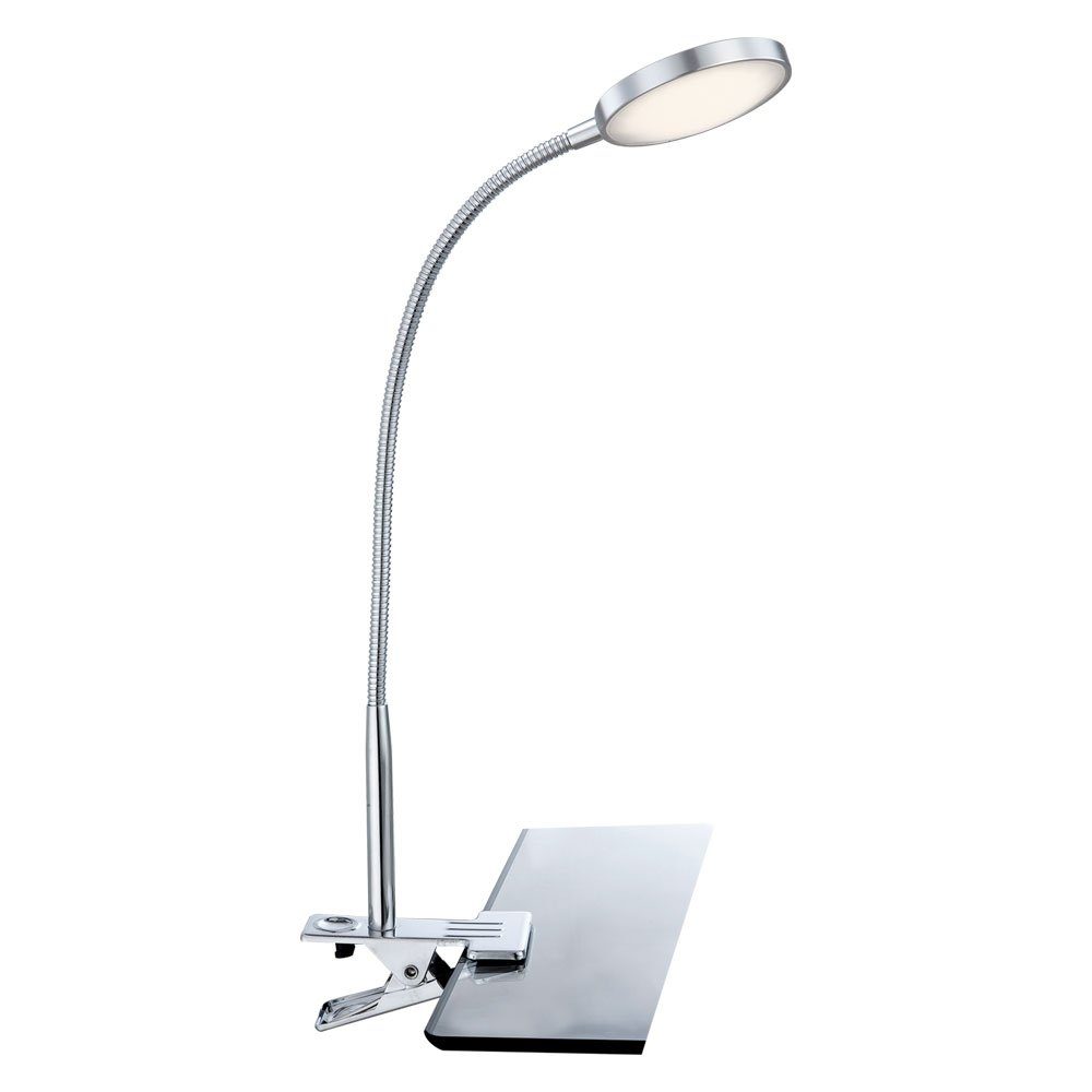 GLOBO LIGHTING Klemmleuchte, LED-Leuchtmittel fest verbaut, Warmweiß, LED Klemm Lese Lampe Tisch Leuchte Ess Zimmer Beleuchtung Chrom Flexo