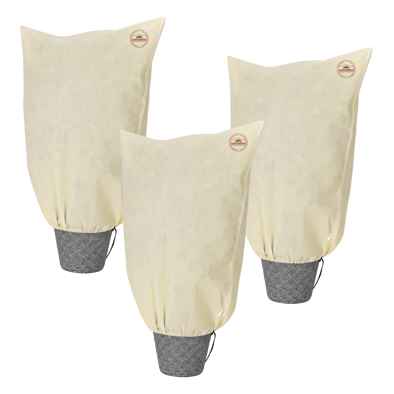Gardebruk Winterschutzvlies, (3-St), Kübelpflanzensäcke 3er Set 100x80 cm 70g/m² Reißverschluss Garten
