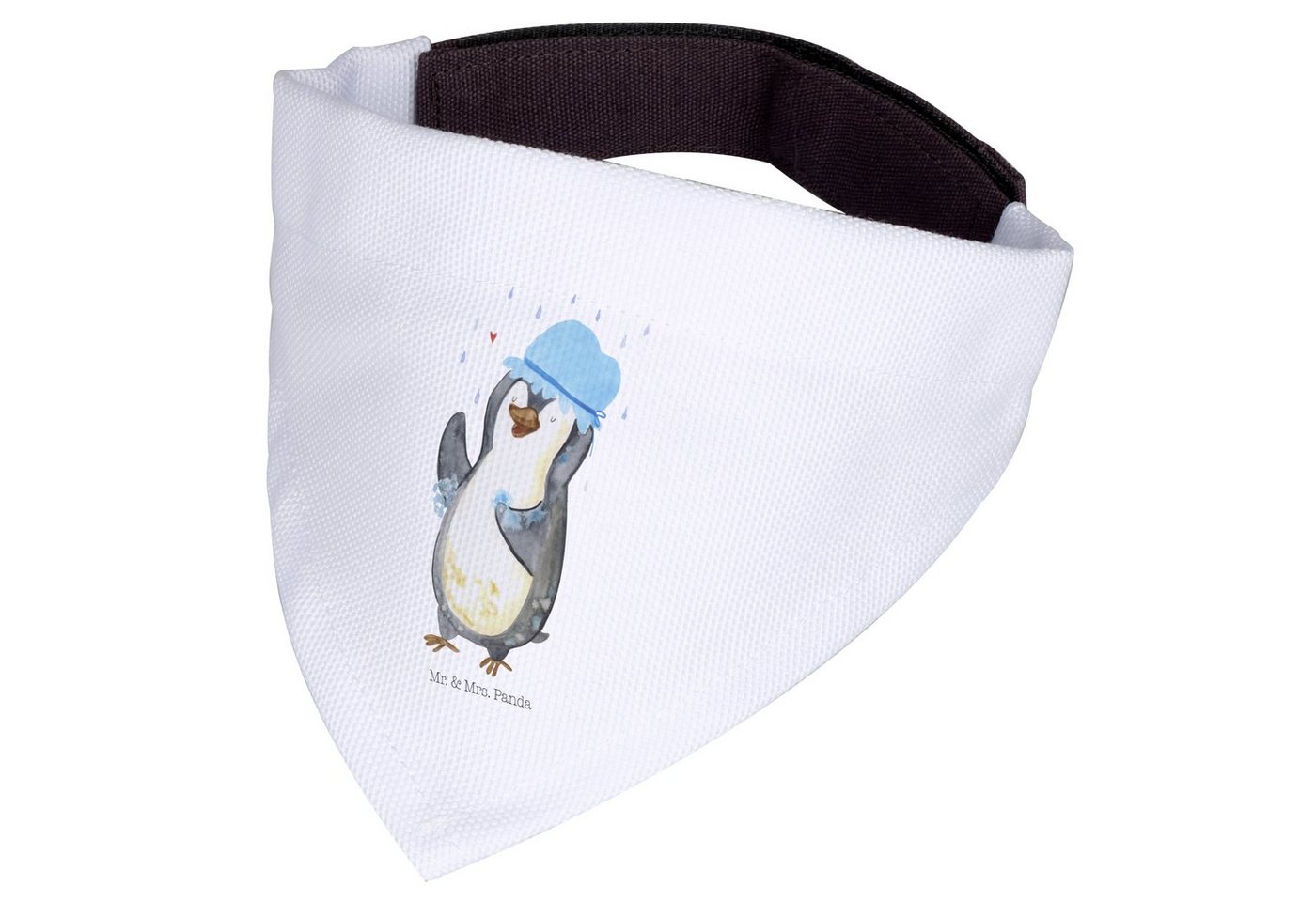 Thumbnail - Mr. & Mrs. Panda Hundefliege Pinguin Duschen - Weiß - Geschenk, baden, glücklich sein, Hundehalstu, Polyester, Kreative ...