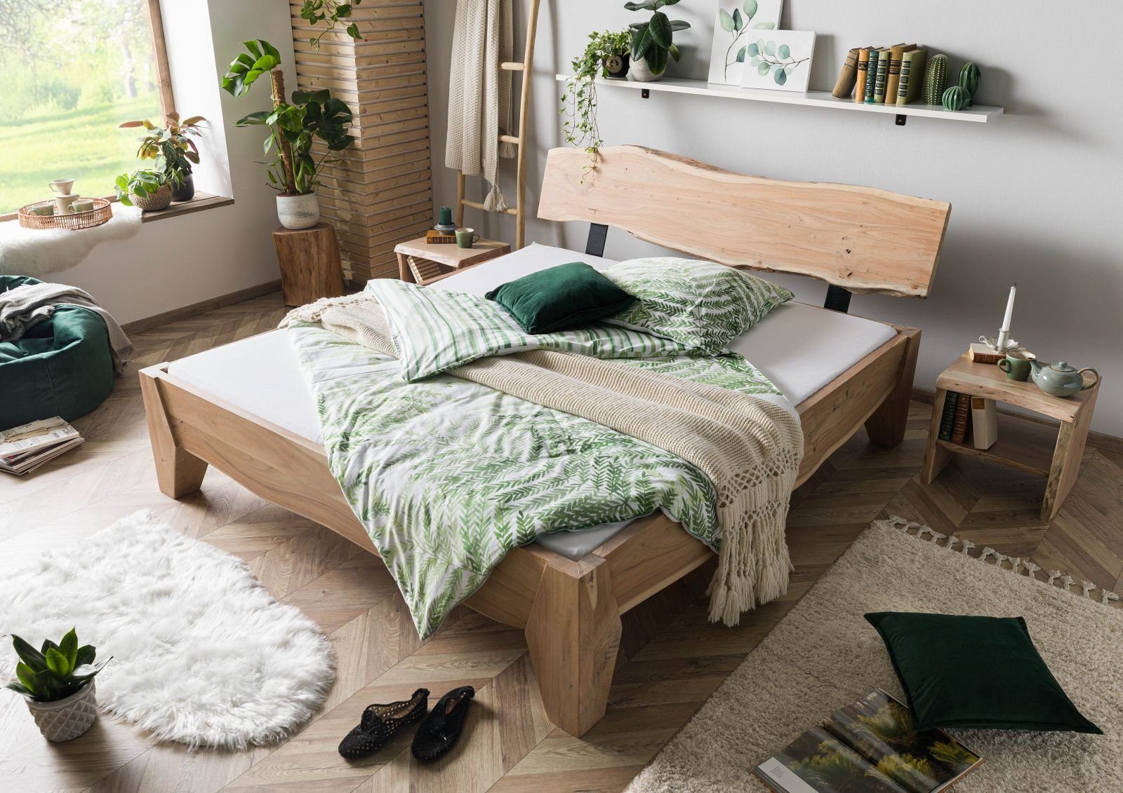 Massivmoebel24 Massivholzbett PURE ACACIA (Bett Akazie 180x200 Akazie natur lackiert PURE ACACIA #314), Bett Akazie 180x200 Akazie natur lackiert PURE ACACIA #314