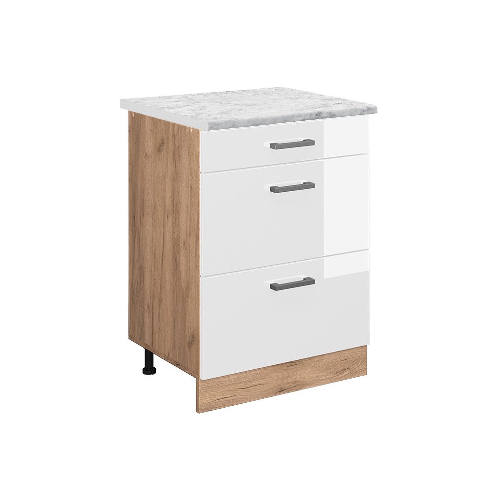 Vicco Unterschrank R-Line, Weiß Hochglanz/Goldkraft Eiche, günstig online kaufen