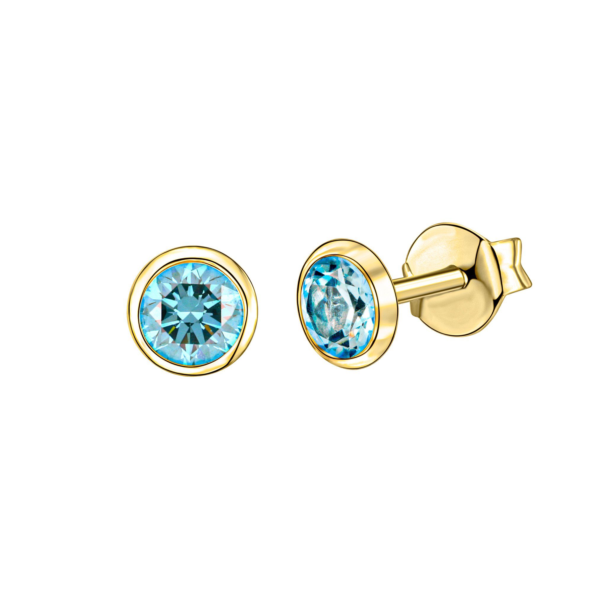 Vivance Paar Ohrstecker 585/- Gelbgold Blautopas günstig online kaufen