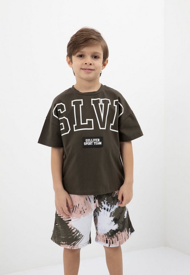 Gulliver T-Shirt mit dynamischem Kontrastdruck, Aus formstabilem und  hautschonendem Baumwollmix