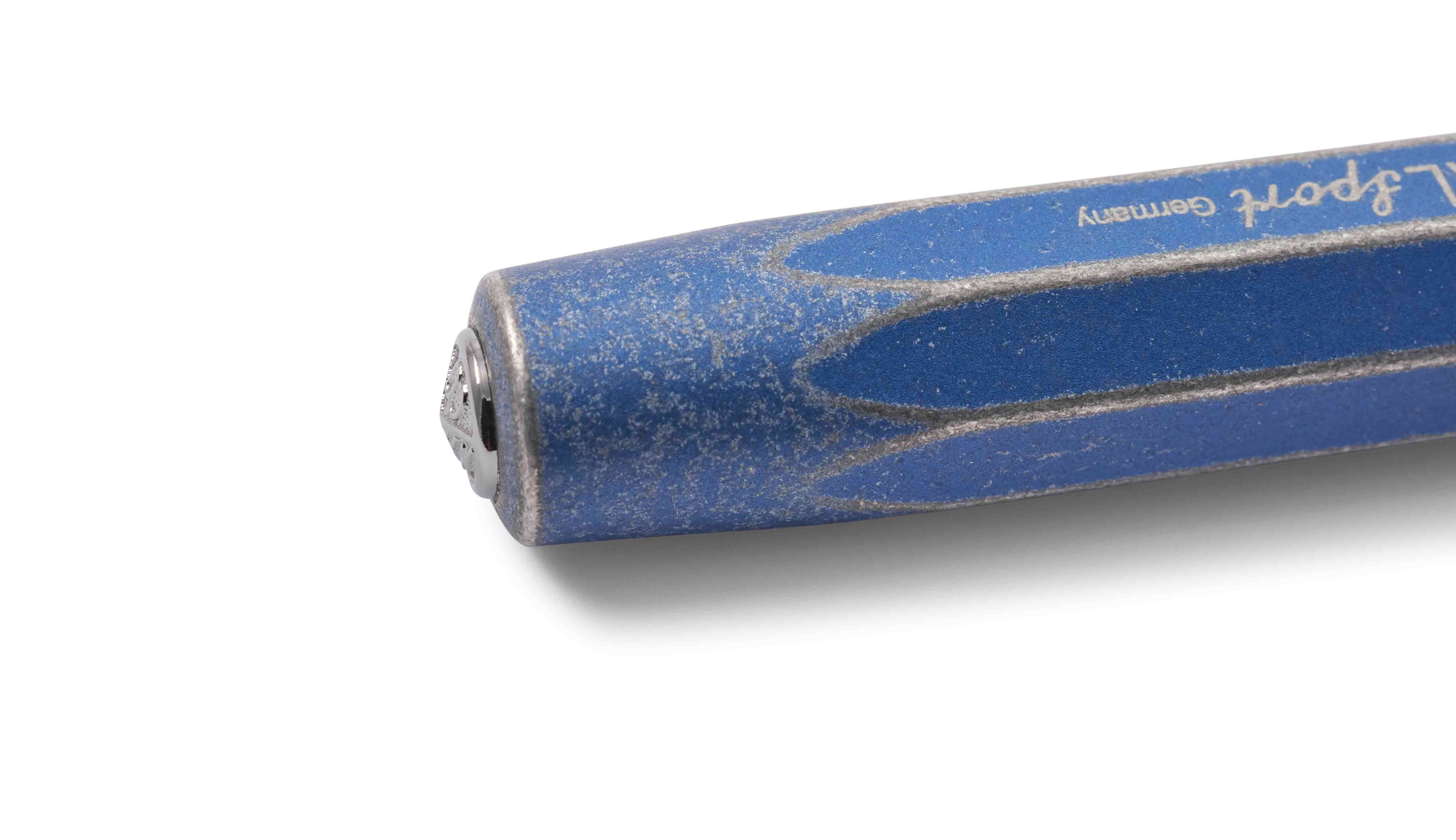 Kaweco Füllfederhalter Kaweco AL Sport Stonewashed Füllhalter Blau, Medium Stahl blank