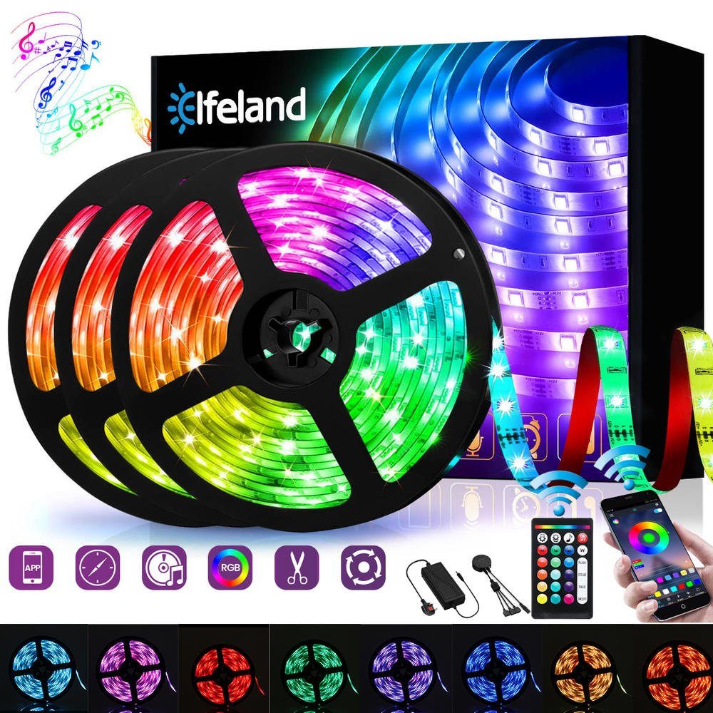 Elfeland LED Stripe, 3St.*5m RGB-Lichtleiste Lichterkette 16 Mio.  Farbwechsel Fernbedienung Sync mit Musik für Wohnzimmer Schlafzimmer TV  Garten Party online kaufen | OTTO