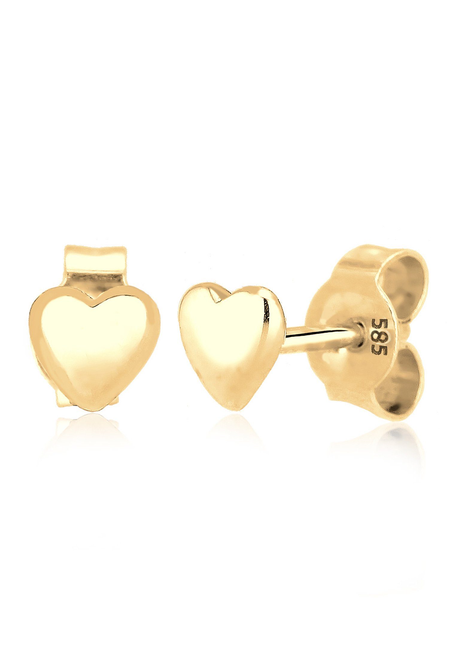 Elli Premium Paar Ohrstecker Herz Liebe Geschenkidee 585 Gelbgold, Herz