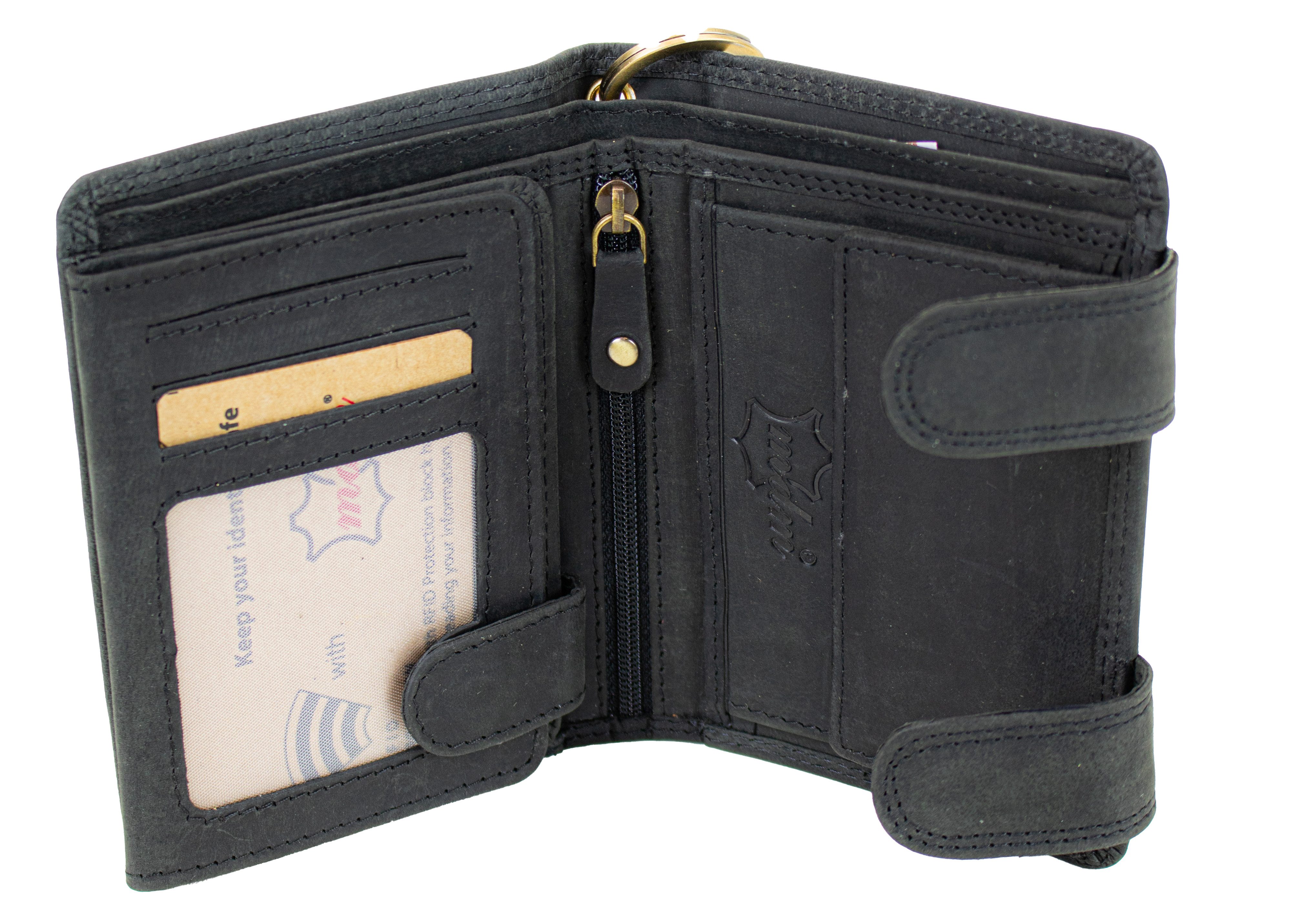 MDM Geldbörse Geldbörse echt Leder Biker Portemonnaie mit Kette, 100 % Rind günstig online kaufen