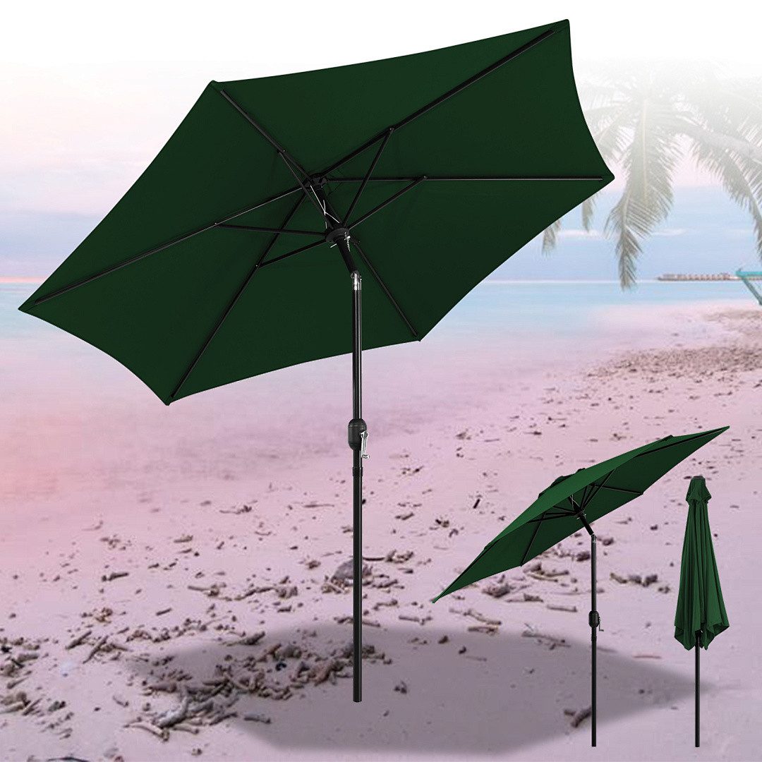 Clanmacy Sonnenschirm Sonnenschirm Ø270 cm knickbar Balkonschirm Gartenschirm UV50+ Grün, LxB: 270x270 cm, Stabiler knickbar/für Garten, Balkon, Terasse/Sonnenschutz
