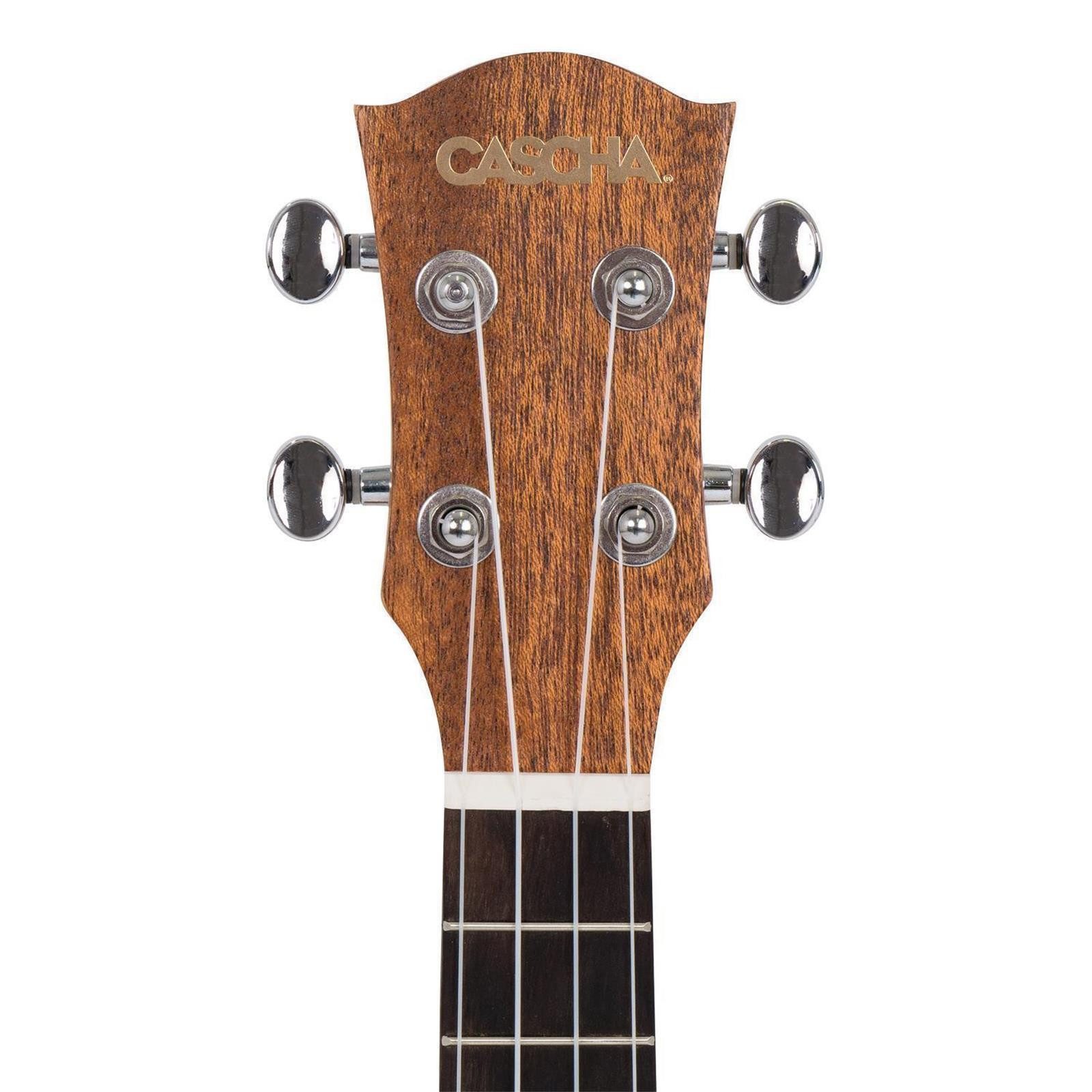 Cascha Ukulele Cascha HH2152DE Solid Top Konzert Ukulele Bundle, Bundle, massive Decke, inkl. Tasche, Lehrbuch, Stimmgerät und 3 Pleks