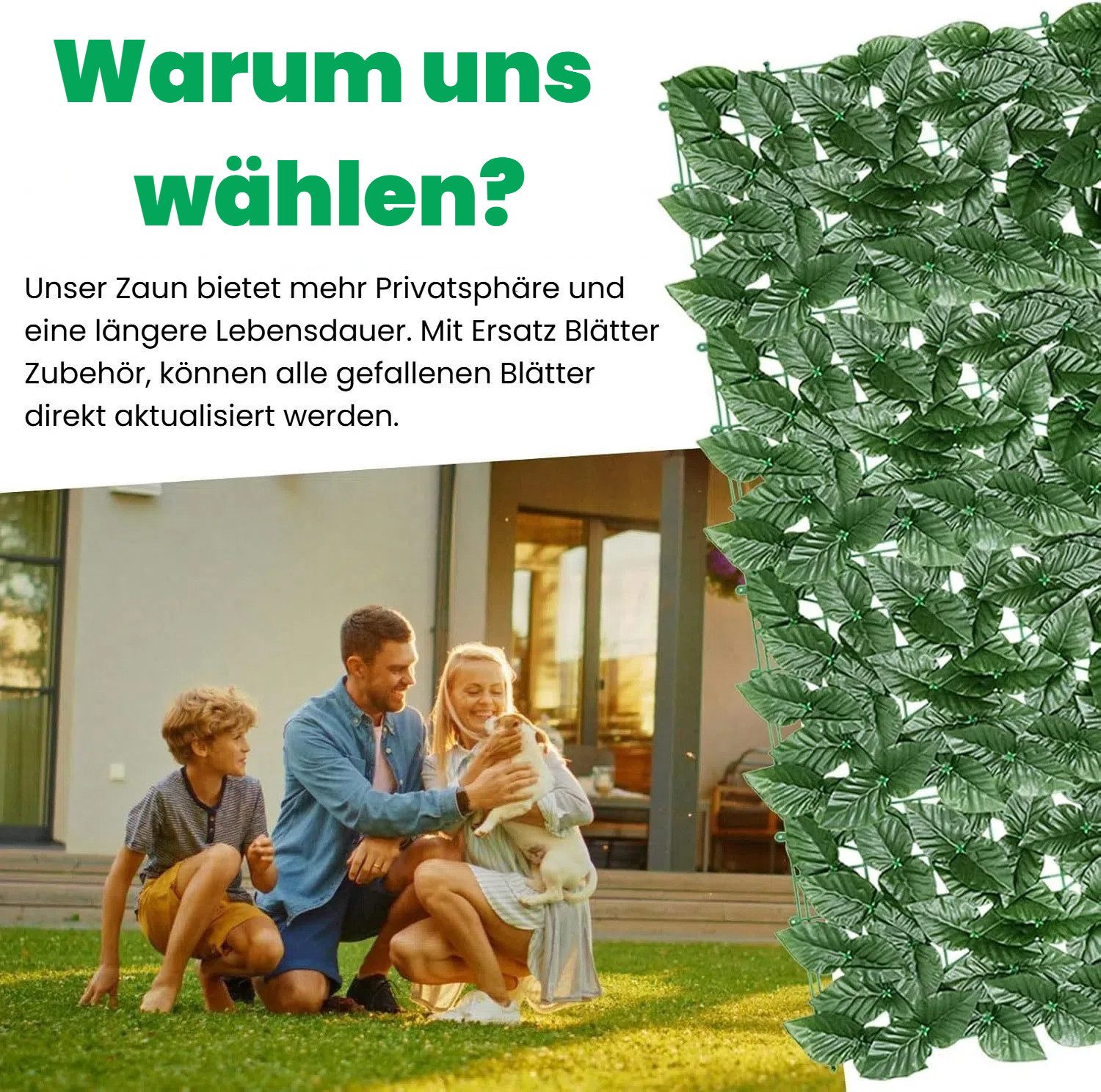 Thumbnail - BlingBin Kunsthecken-Sichtschutz Künstliche Efeu Hecke Sichtschutz, Balkon Sichtschutz Efeu, (1 x Künstliche Efeu Garten...
