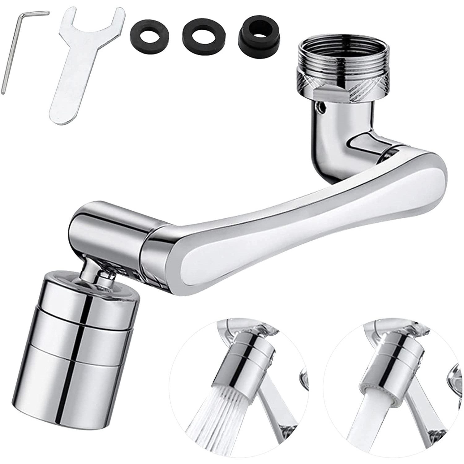 TUWENA Waschtischarmatur Wasserhahn verlängerung, 1440° drehbarer Luftsprudler, 2 Sprühfunktion