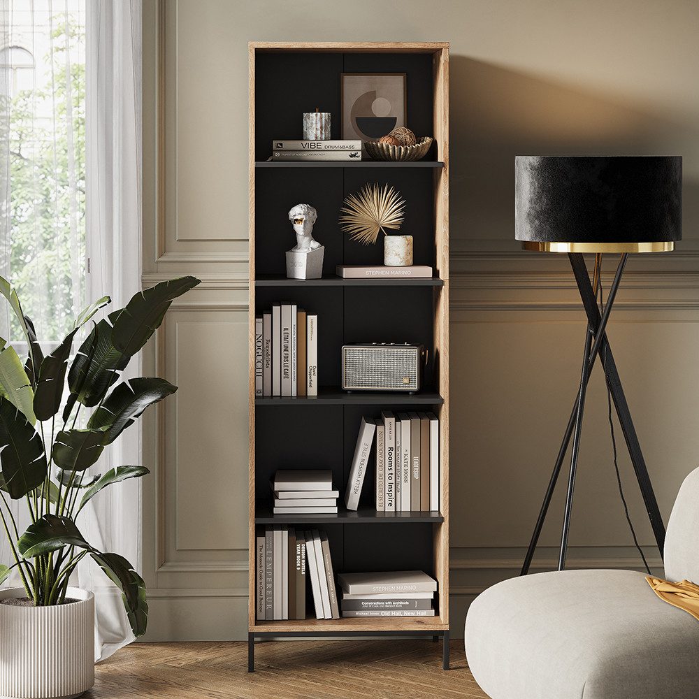Bücherregal Eliza, Viking Oak, 60 x 180 cm mit 5 Fächern