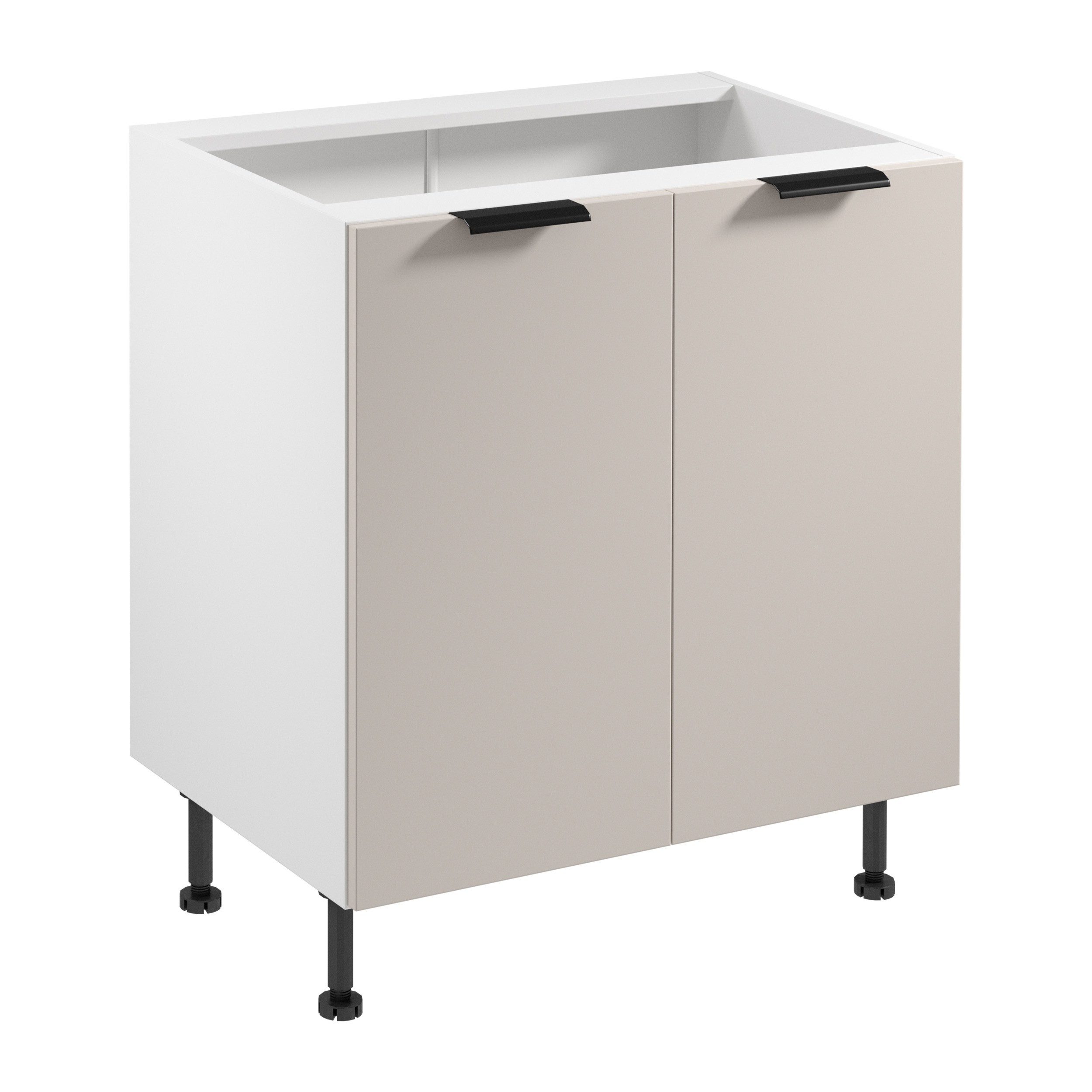 ROYAL24_MARKT Unterschrank - Perfekte Organisation für Ihre Utensilien. (Küche Unterschrank, 1-St., Premium - Sorento Weiß Beige - D80) Edle Stoffe - Schickes Design - Top Verarbeitung.